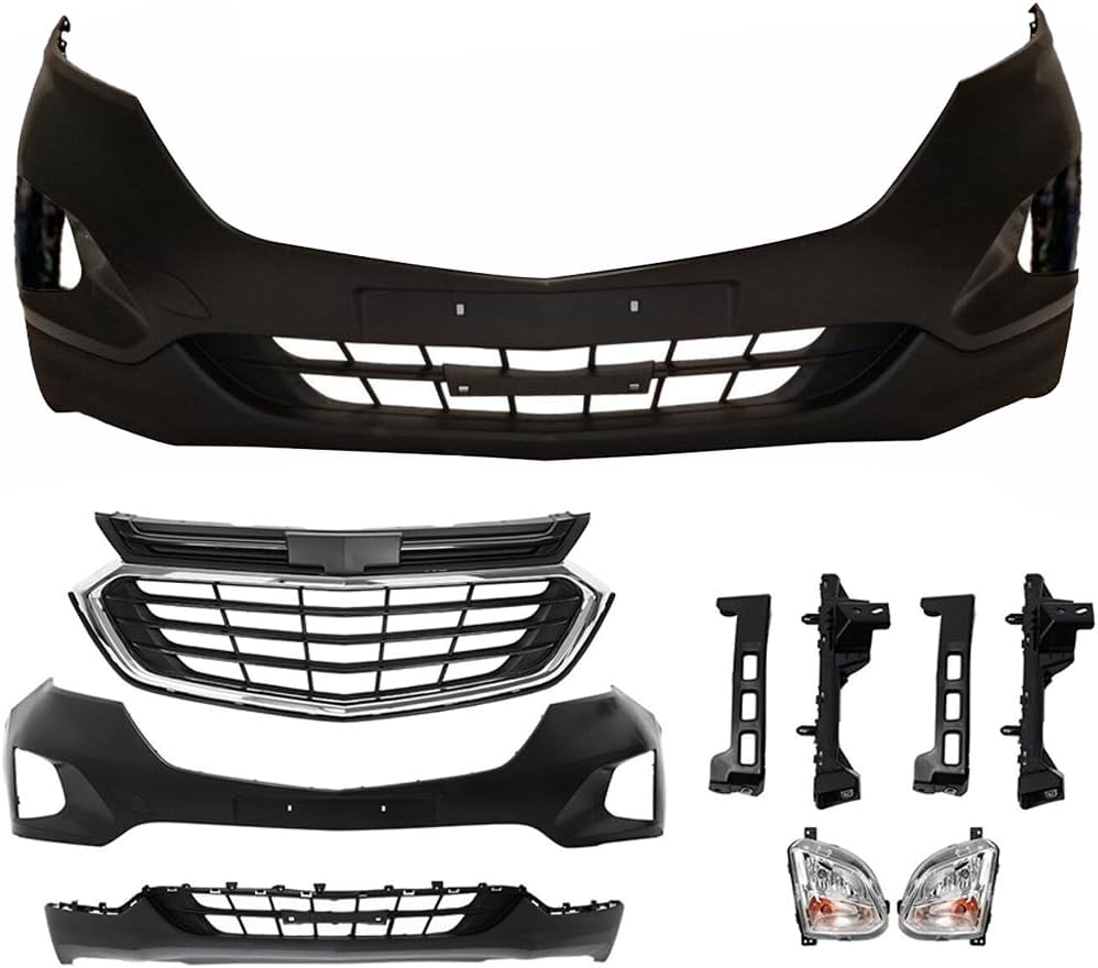 Front Bumper Cover Bracket Grill Grille Fog Lights Kit Fit For Chevy Equinox 2018-2021