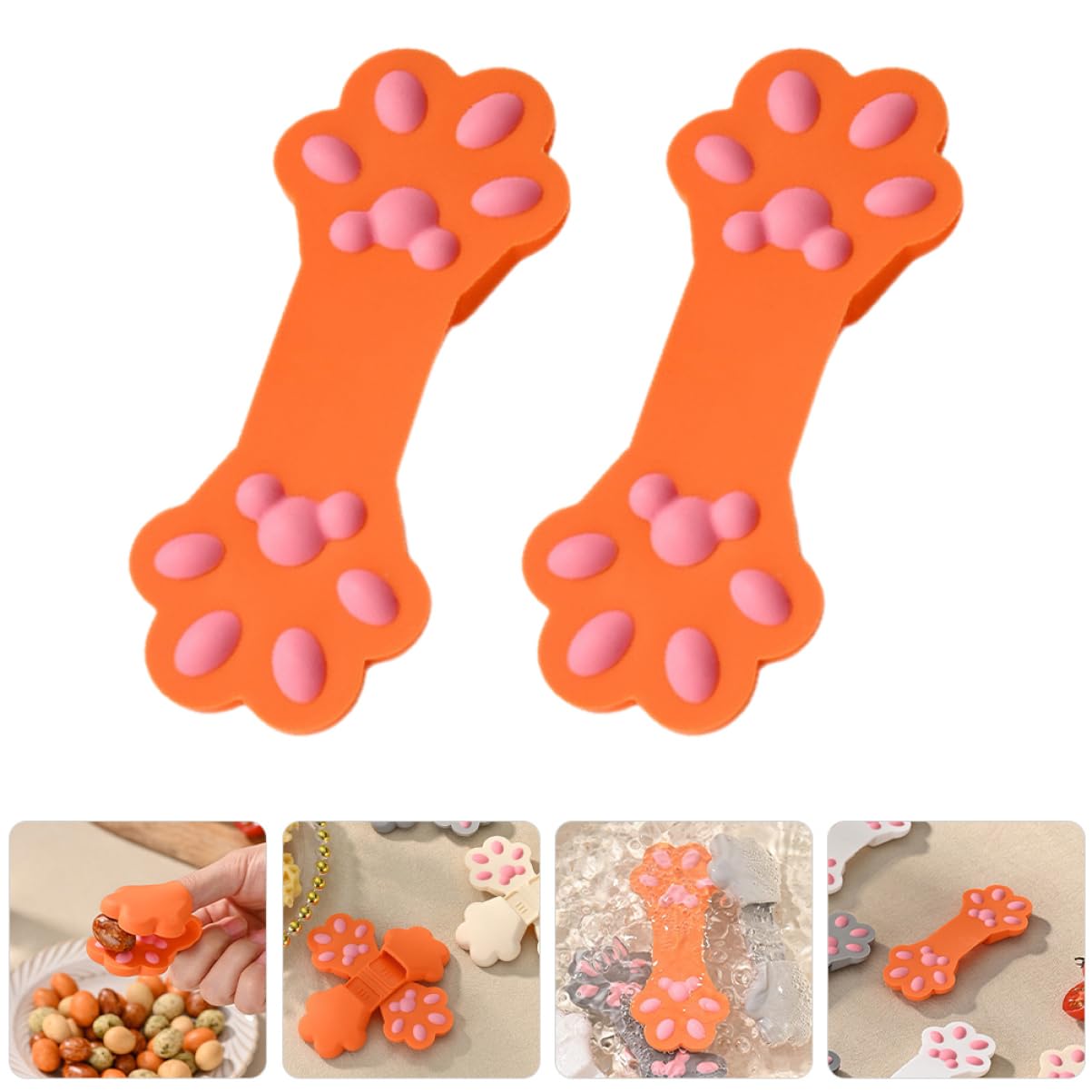 MAGICLULU 8pièces Clips Alimentaires Silicone Forme De De Chat Pince à Snacks Et De Scellage pour Aliments Accessoires pour Cuisine