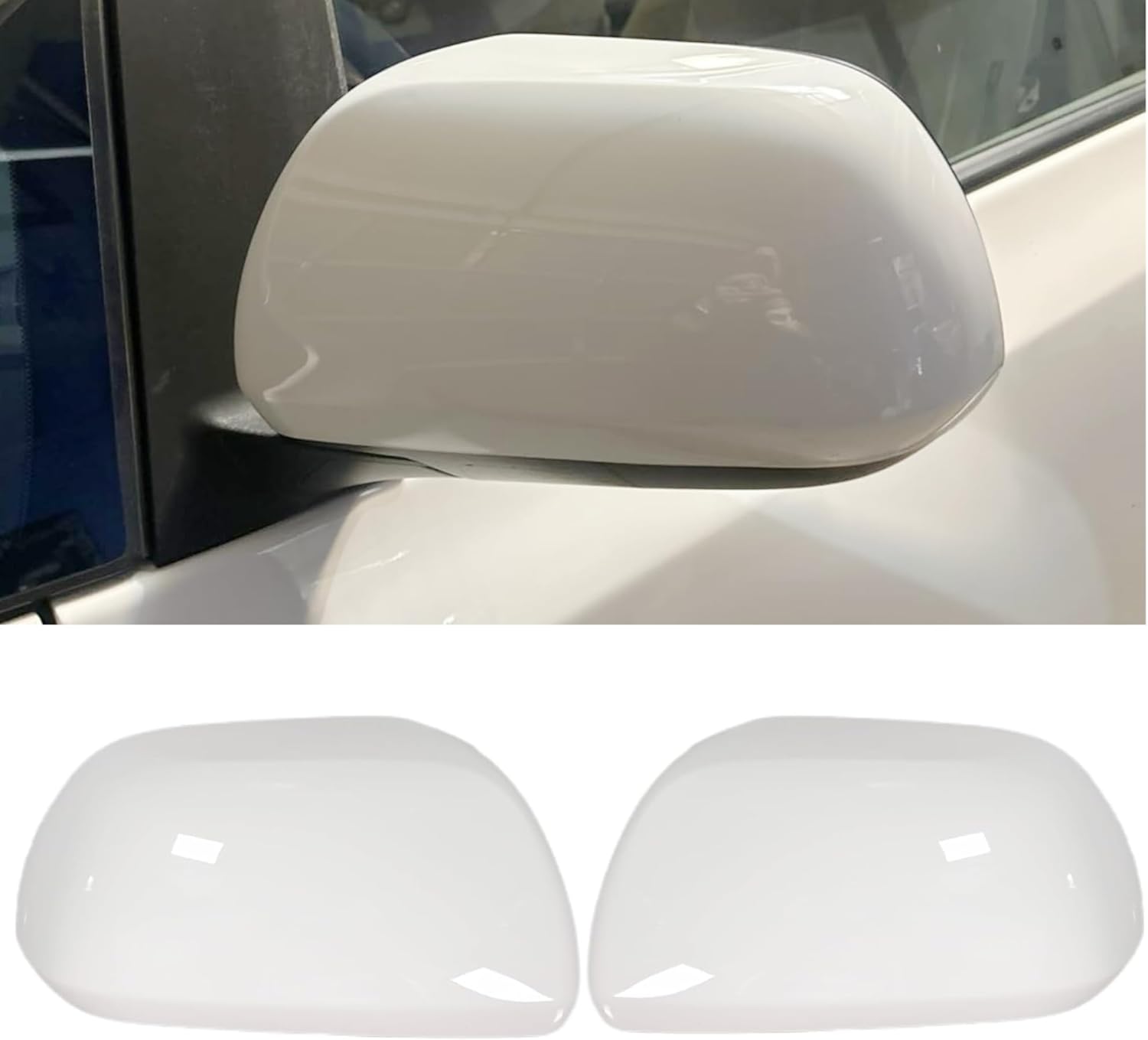 Mirror Cap Cover Compatible with 2012-2020 Toyota Sienna, A Pair Side Door Rearview Mirror Cover Without Turn Signal Light for Sienna 87945-08021-B1，87915-08021-B1 (white)