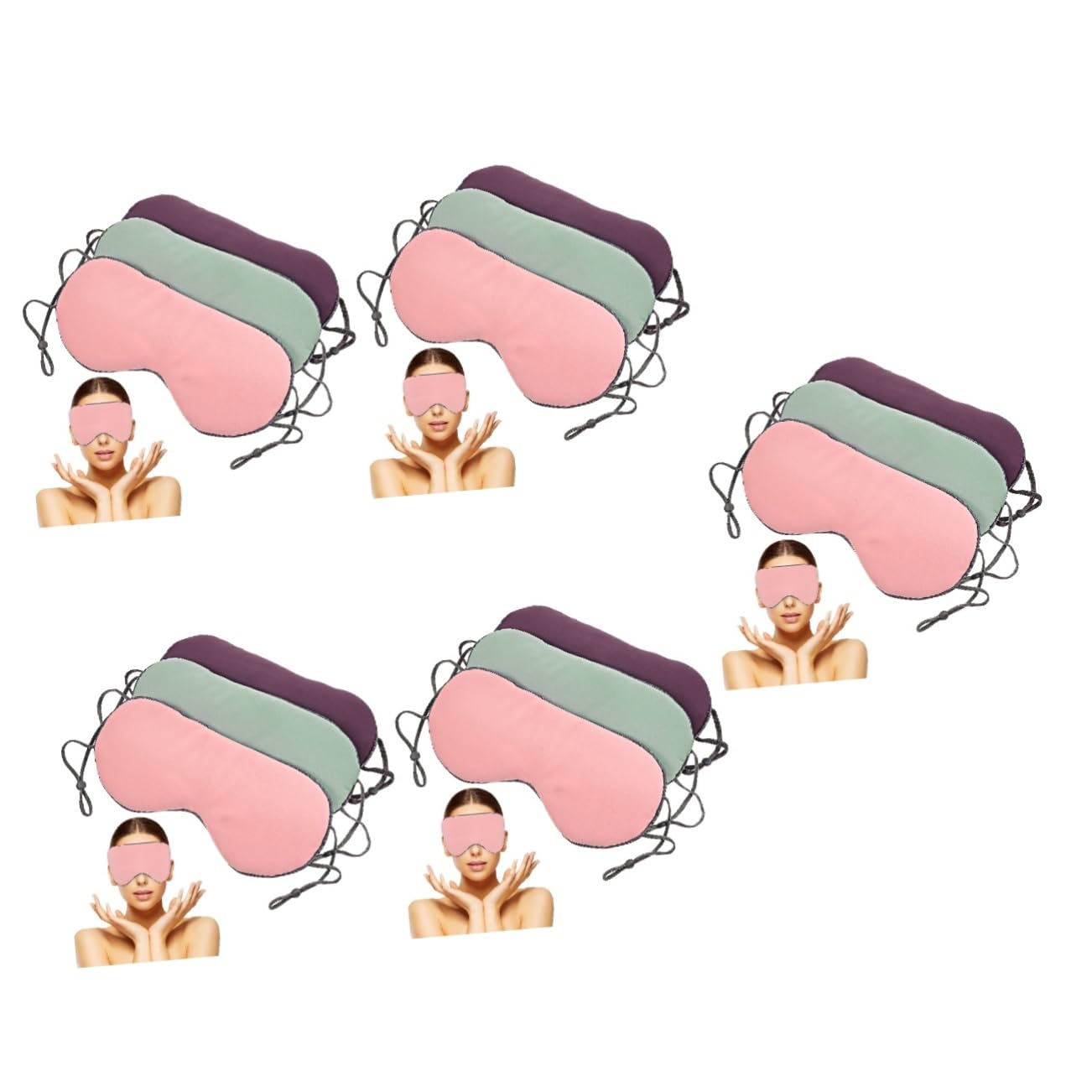 CALLARON 5 Set Maschera Per Occhi Regolabile Copertura Traspirante Per Design Pratico E Adatta Per Uomini E Donne 3 Pezzi*5