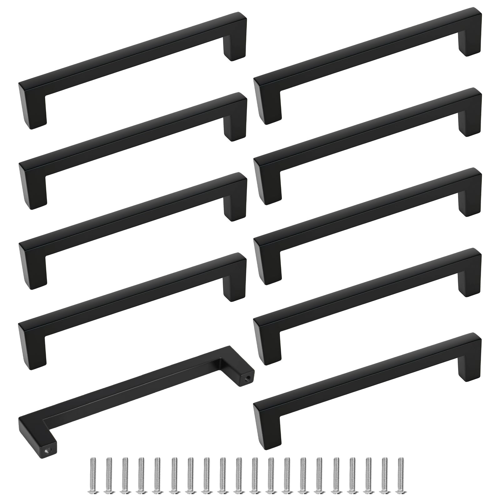 Poignées de porte de cuisine noires 128mm en acier brossé pour une finition moderne d'armoire