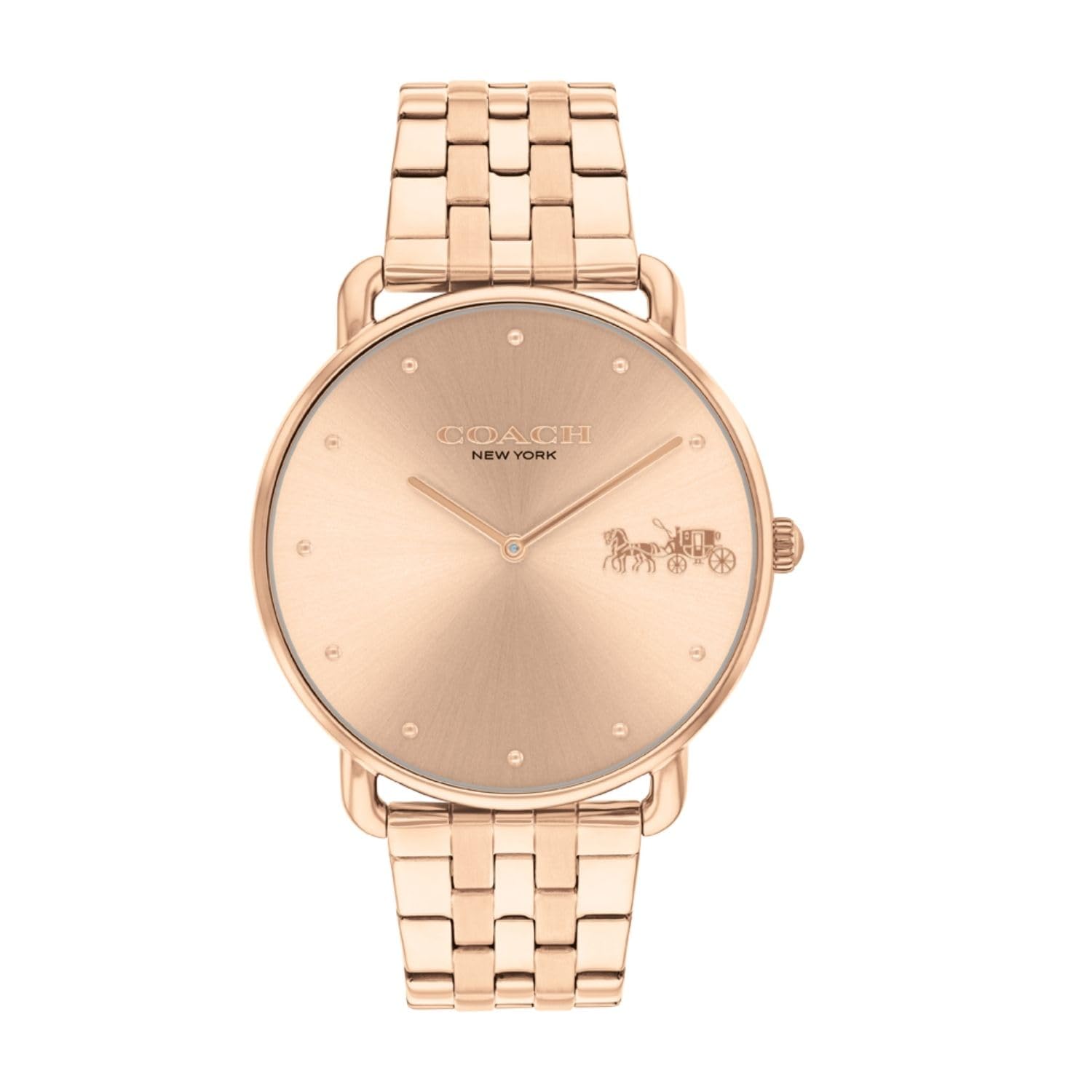 COACH Elliot Qtz Basic Rose Gold Round Dial Women's Watch|Ionic Plated Rose Gold Steel Material|Gold Color Band - 14504296
