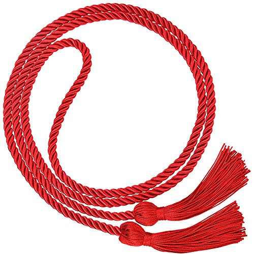 Image of TecUnite Graduation Cords Honor 2026 Polyester Yarn Decorative 67 inch Long Garland Twist Ties with Tassels for Bachelor Gown Graduation(Red)