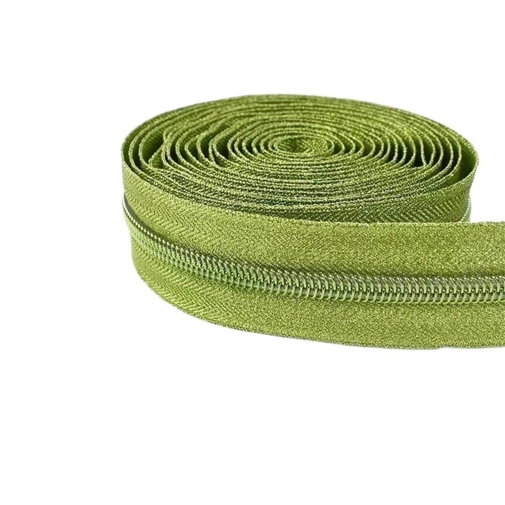 Zip Fastener 5# Silver/Gold/Black Good Flexibility Nylon Zipper Tape, Blue/Purple/Rose Red High Temperature Resistance Sliders 1pc(Green,1Meter)