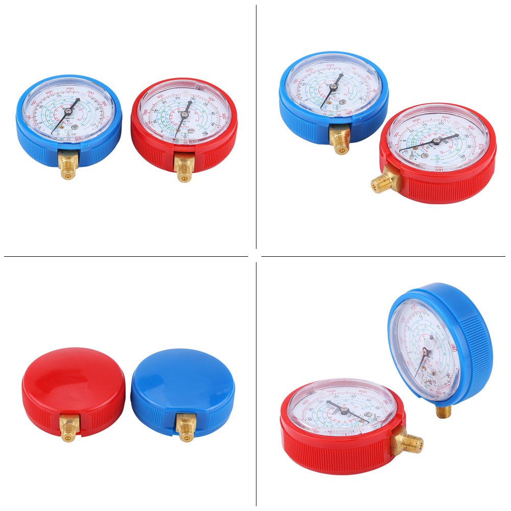 Kit Manometro per Condizionatore d'Aria, Kit con Manometri Alta e Bassa Pressione per Refrigeranti R410A, R134A, R22