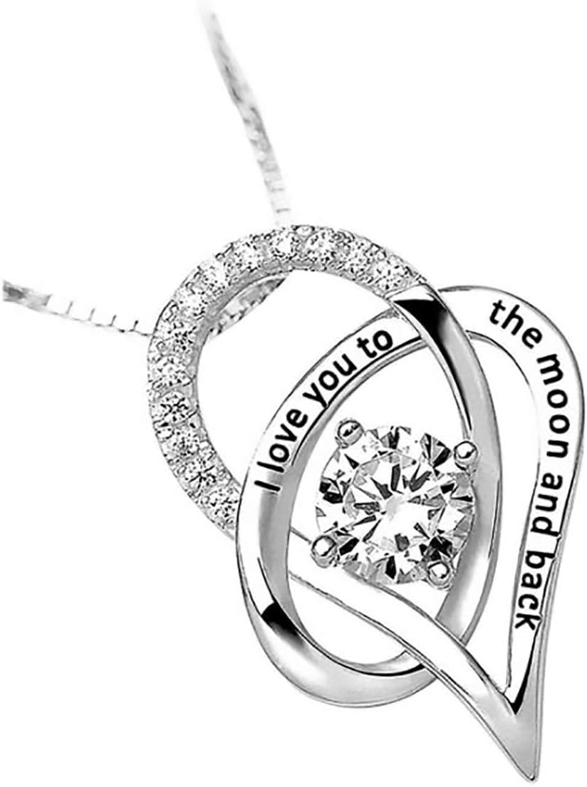 New I Love You to The Moon and Back Original Heart Women Necklace Pendant Brand, Elevate Your Love for Wife, Mother and Sister