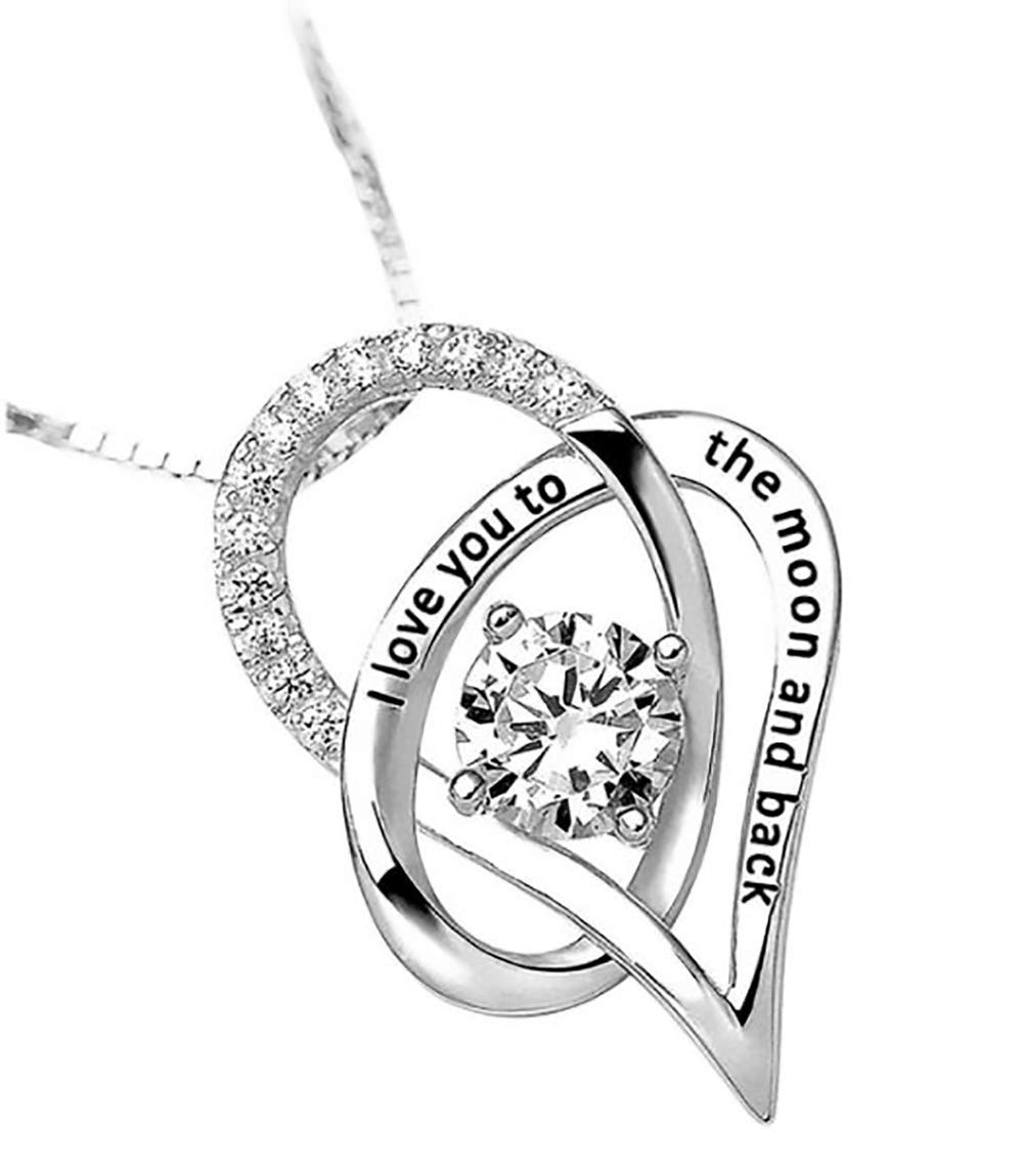 New I Love You to The Moon and Back Original Heart Women Necklace Pendant Brand, Elevate Your Love for Wife, Mother and Sister