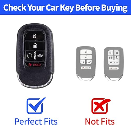 Miniatura 2 de Kespevn Funda para llavero Honda, 5 botones, TPU suave con llavero de cuero, protección de 360 grados, funda para llave compatible con Honda Accord