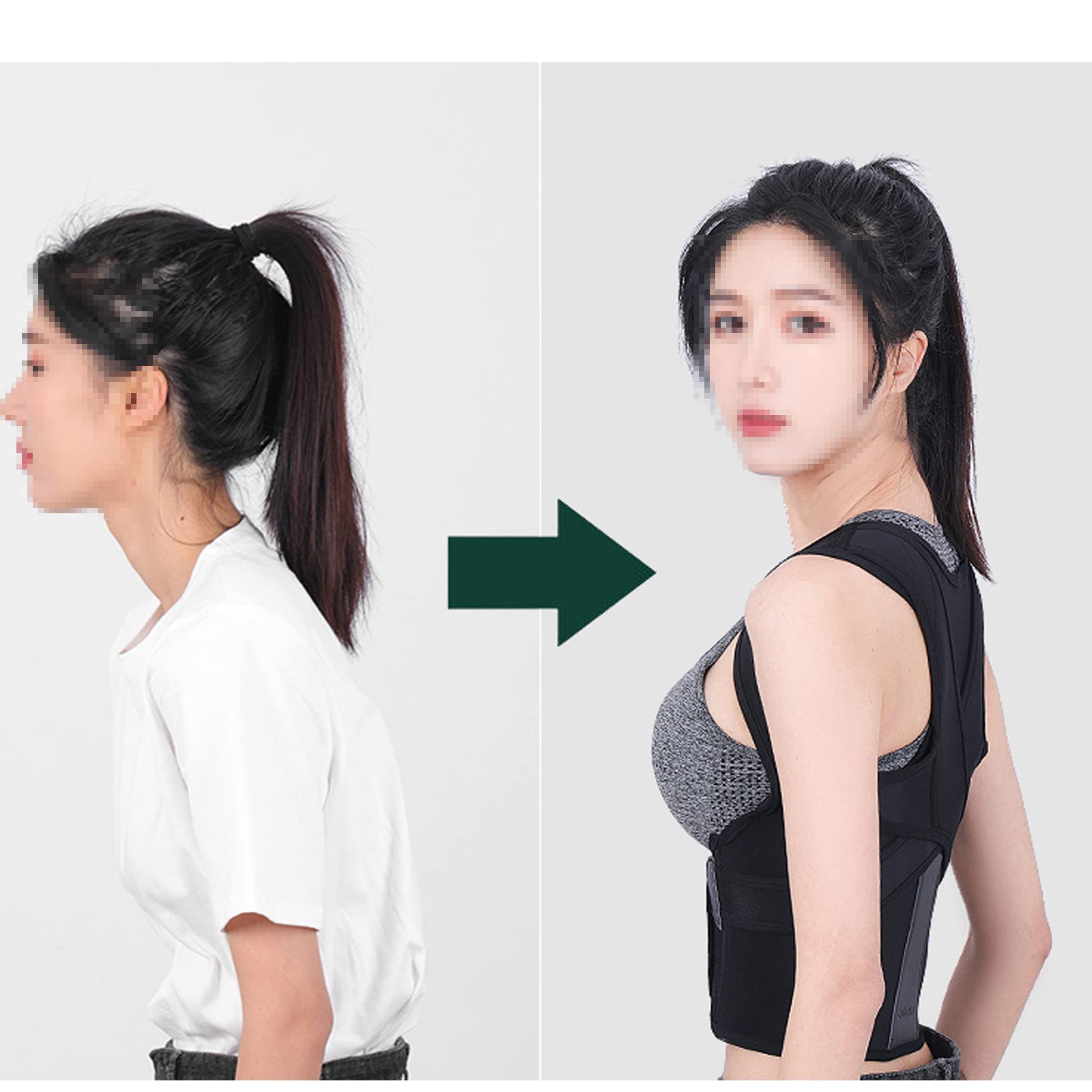 Corrector de Postura Ajustable para aliviar el Dolor de Espalda Back Corrección de Postura Belinete Lumbar Suave y cómodo Ayuda a enderezar la Espalda corrigiendo su Mala Postura, Negro, 3XL