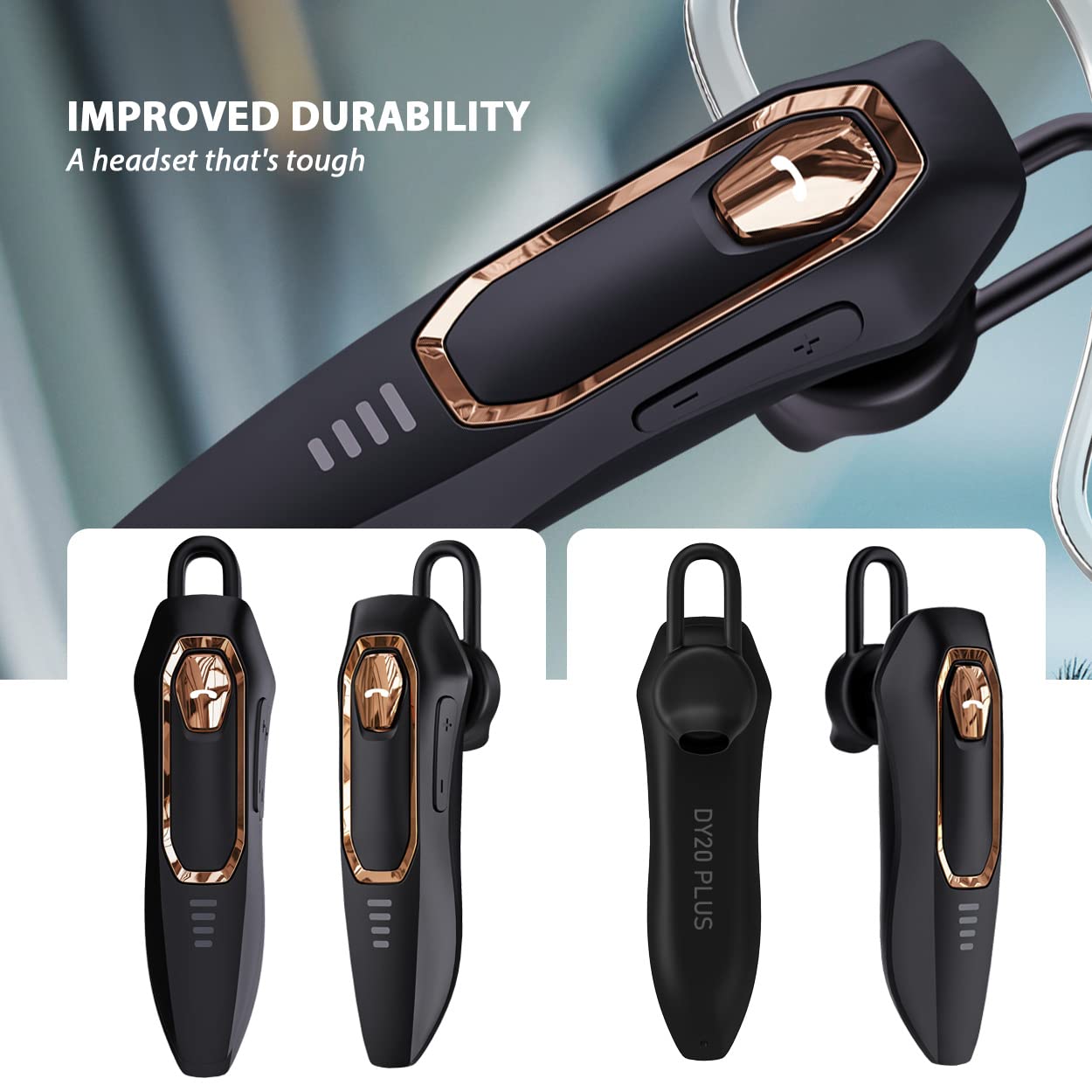 Micool Zestaw słuchawkowy Bluetooth V5.0, redukcja szumów, zestaw głośnomówiący, 30 godzin rozmów, funkcja wyciszenia, asystent głosowy, bezprzewodowy zestaw słuchawkowy dla kierowców ciężarówek