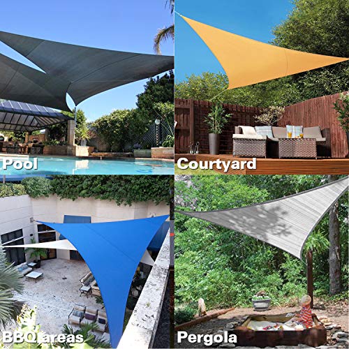 Image of KANAGAWA 10'x10'x14' Sun Shade Sail Turquoise Curved Triangle Customizable