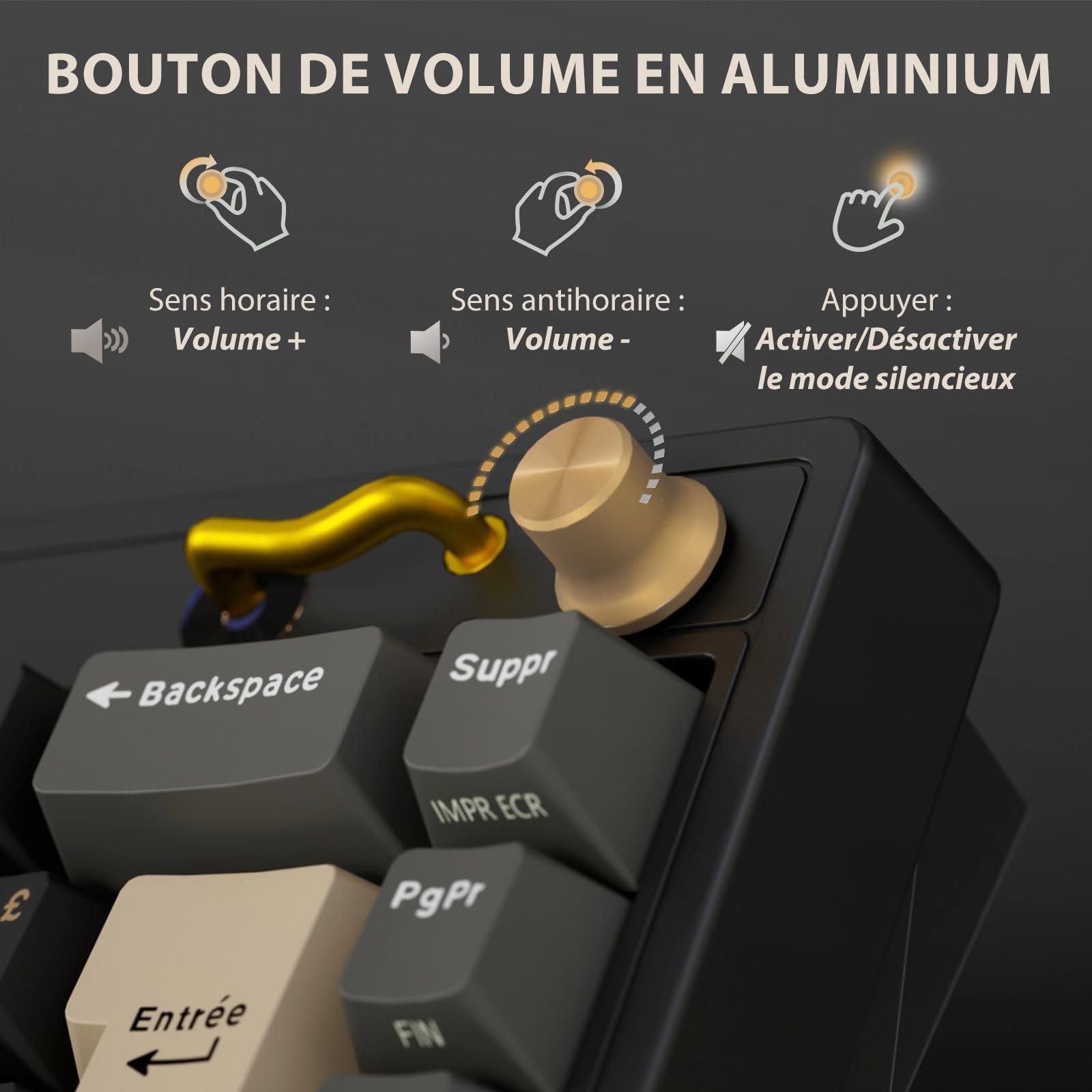 RK ROYAL KLUDGE M65 Clavier Mécanique 60% Compact - Triple Connexion (Bluetooth/2.4G/USB-C), Clavier azerty sans Fil RVB, Hot-Swap, Bouton, Batterie 6000mAh, PBT keycaps, Creamy Switch