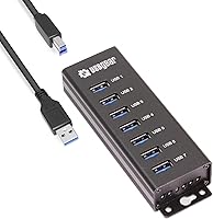 Vista 1 de USBGear 7-Port USB 3.0 Mountable Charging and SuperSpeed Data Hub with 5V/4A Power Adapter and USB Type-A to Type-B Cable Included, Up to 900mA per