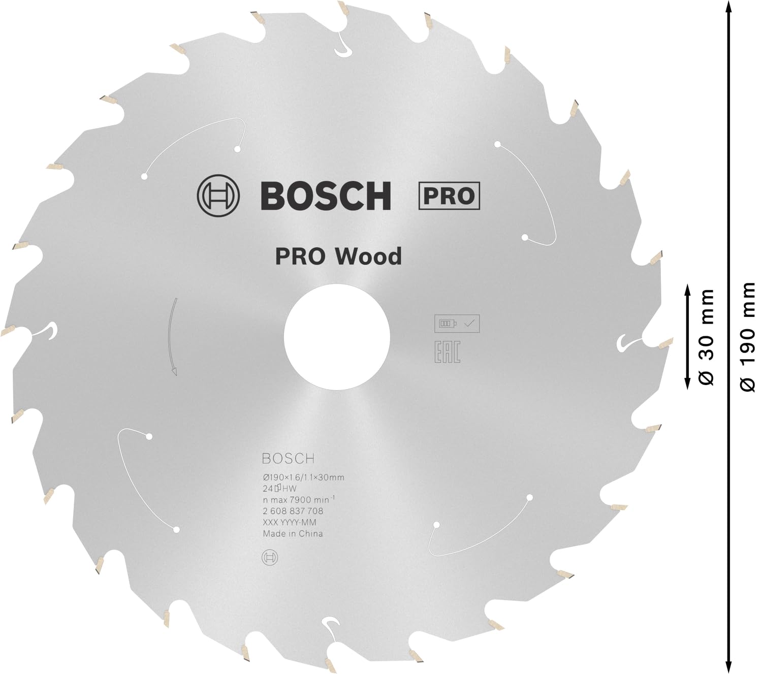 Bosch Professional Lame de scie circulaire Standard for Wood 190 x 30 x 1,6 mm 24 dents