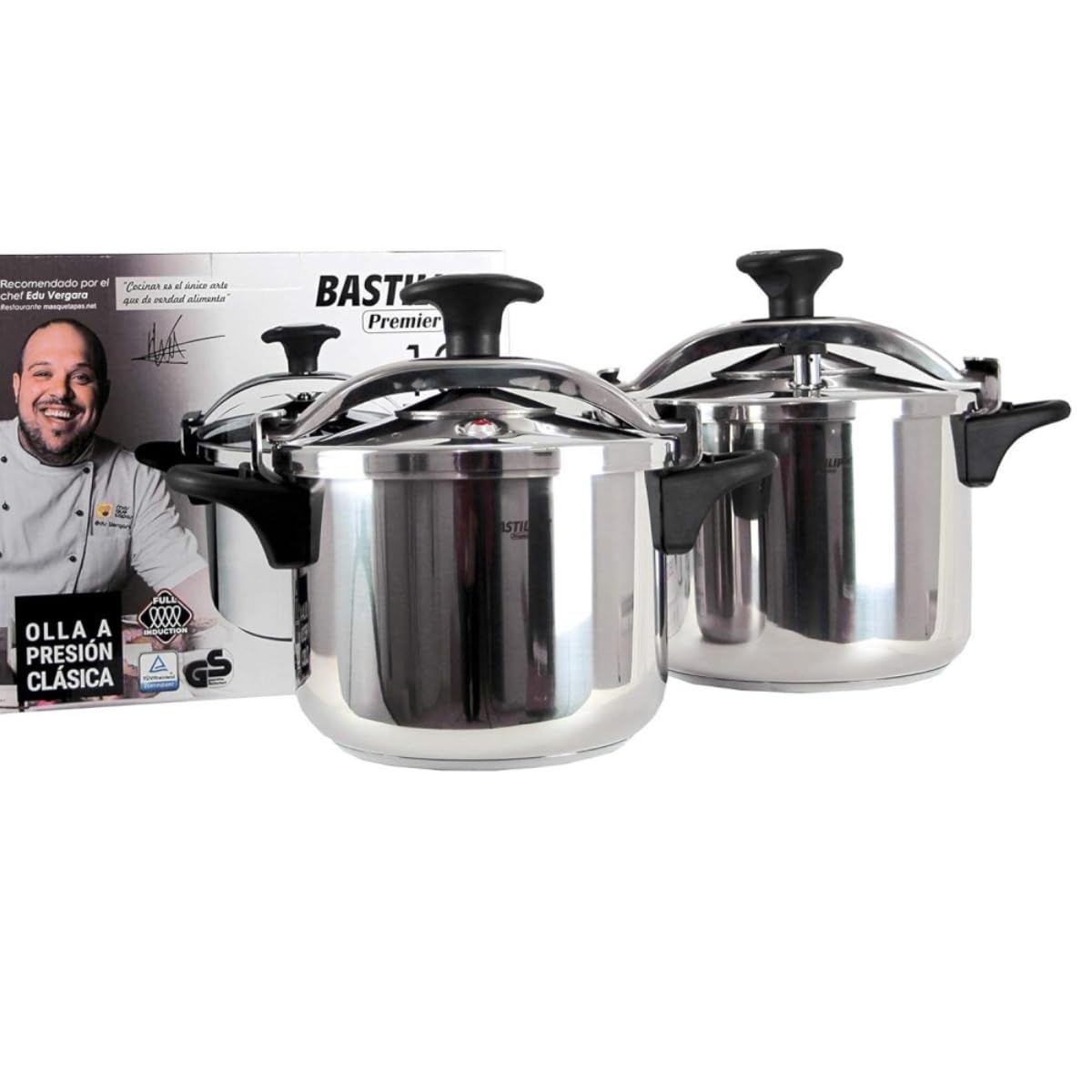 Bastilipo - Express Clásica 6, Olla a Presión de Acero Inoxidable de 6 Litros | Válvula de Control de Presión y de Seguridad | Compatible con Cocinas de Gas, Vitrocerámica o Inducción