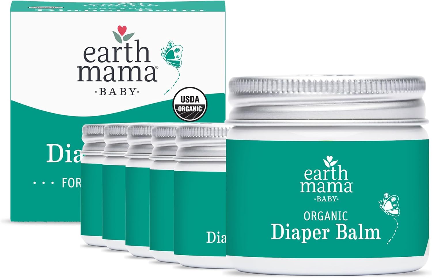 Earth Mama Organic Diaper Balm 2-Ounce | Diaper Cream for Baby | EWG Verified, Petroleum & Artificial Fragrance-Free with Calendula for Sensitive Skin (6-Pack)