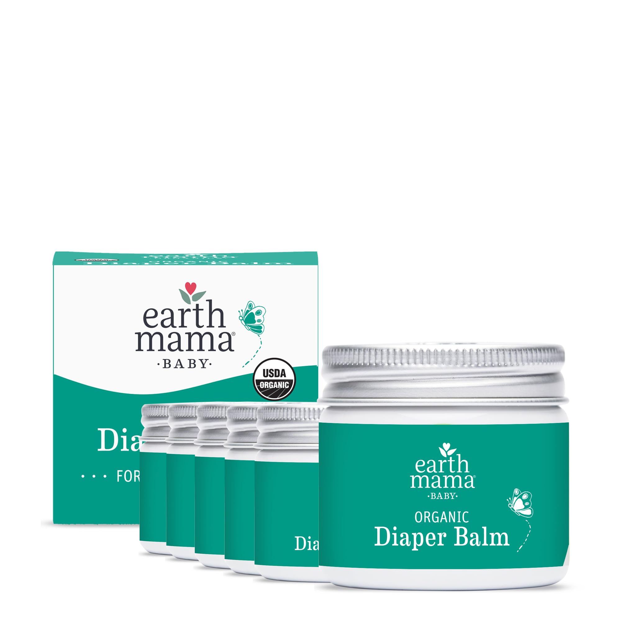 Earth Mama Organic Diaper Balm 2-Ounce | Diaper Cream for Baby | EWG Verified, Petroleum & Artificial Fragrance-Free with Calendula for Sensitive Skin (6-Pack)