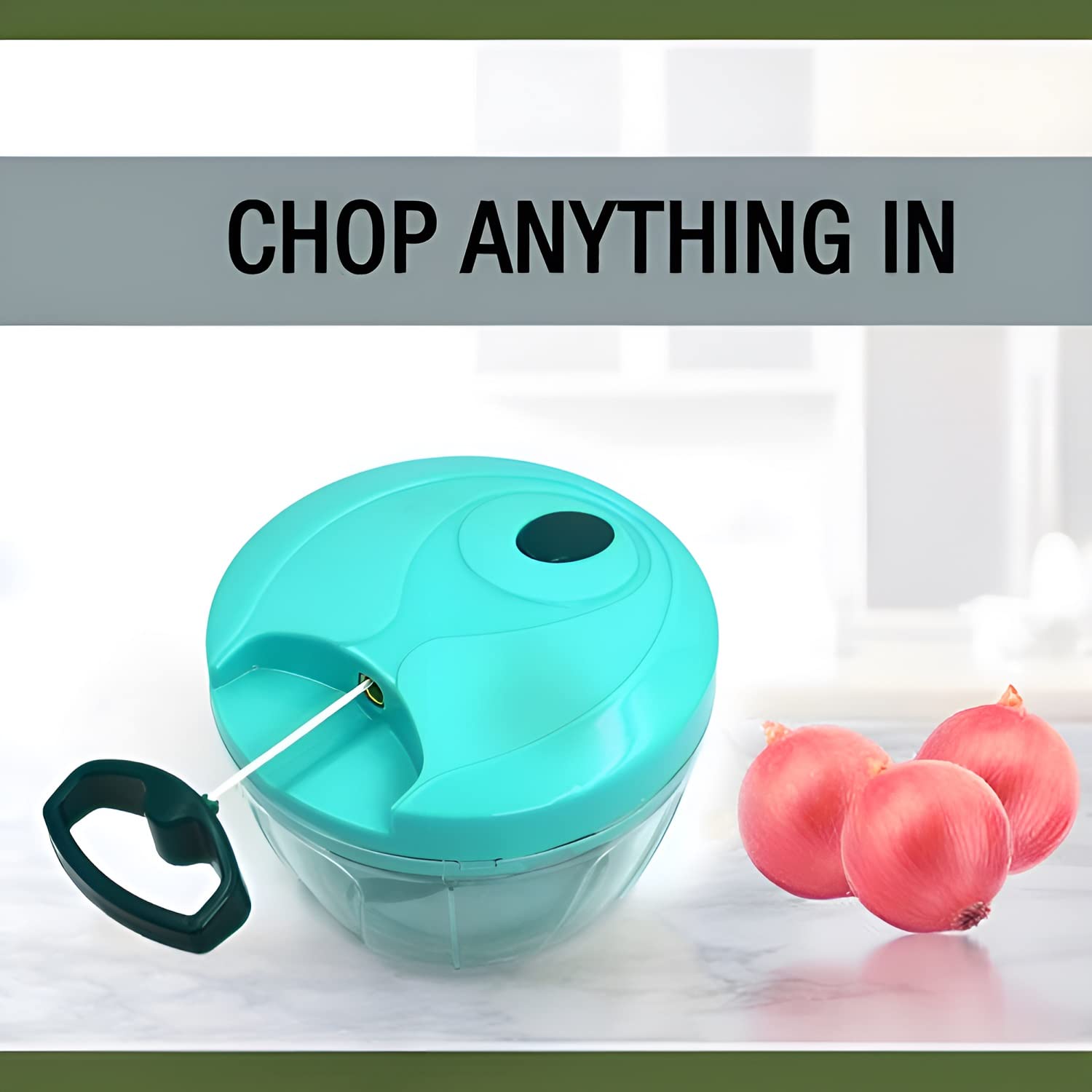 Oblivion Chopper for Kitchen Use 450ml β Green Manual Compact Vegetable Chopper, Onion Cutter with Stainless Steel Blades for Fruits & Veggies, Hand Press Food Chopper for Fast Meal Prep (Pack of 1) 3
