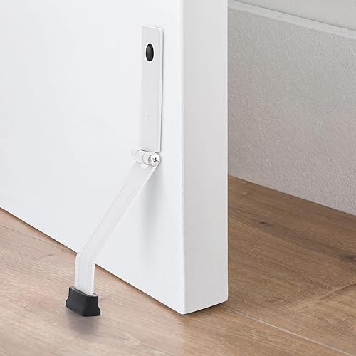Miniatura 2 de Sumnacon Tope de puerta resistente blanco para la parte inferior de la puerta, tope de puerta de metal con adhesivo y tornillos, elegante tope de