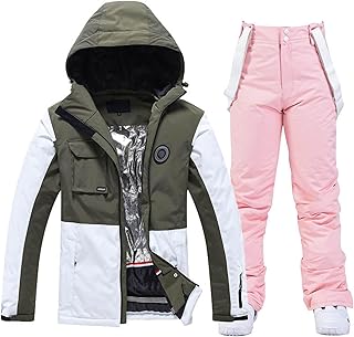 Women's Ski Jackets and Pants Set Windproof Snowsuit...