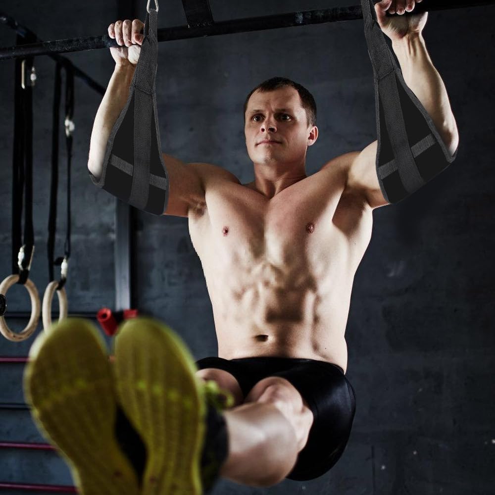 Bauchgurte für Klimmzugstangen, 2 Stück Fitness Hängende Bauchgurte, Knie- und Ellenbogenstütze, Hebegurte für den Aufbau der Bauchmuskulatur und das Training der Rumpfkraft