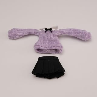 HAMRETHYPPZ 可爱套装、男女款服装1/12、 休闲套装、 尺码 1/12比例 比例百搭服装 可爱丝带套装、学生服、JK裙、迷你裙 (不包含头、身体) (紫色(紫色))