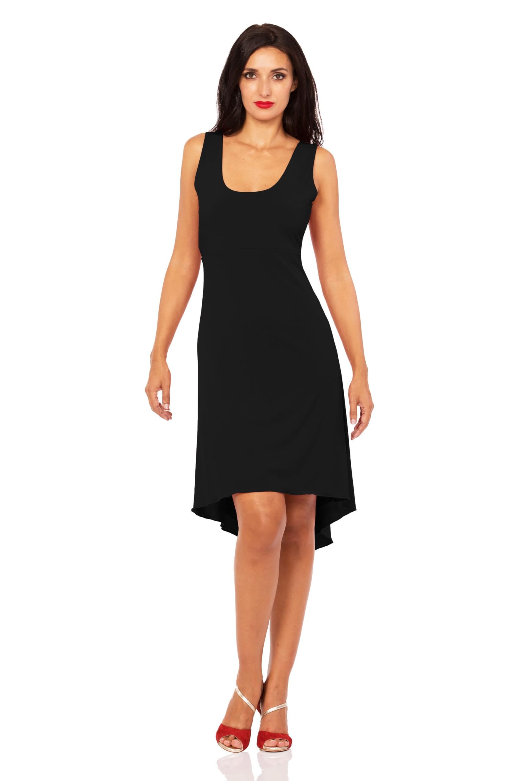 ABITO GIULIETTA NERO. Abbigliamento donna da sera e da tango. Evening & Tango dress. Abiti Gonne Completi Top Pantaloni Vestiti Ballo Danza Scarpe Tango Shoes (NERO, M)