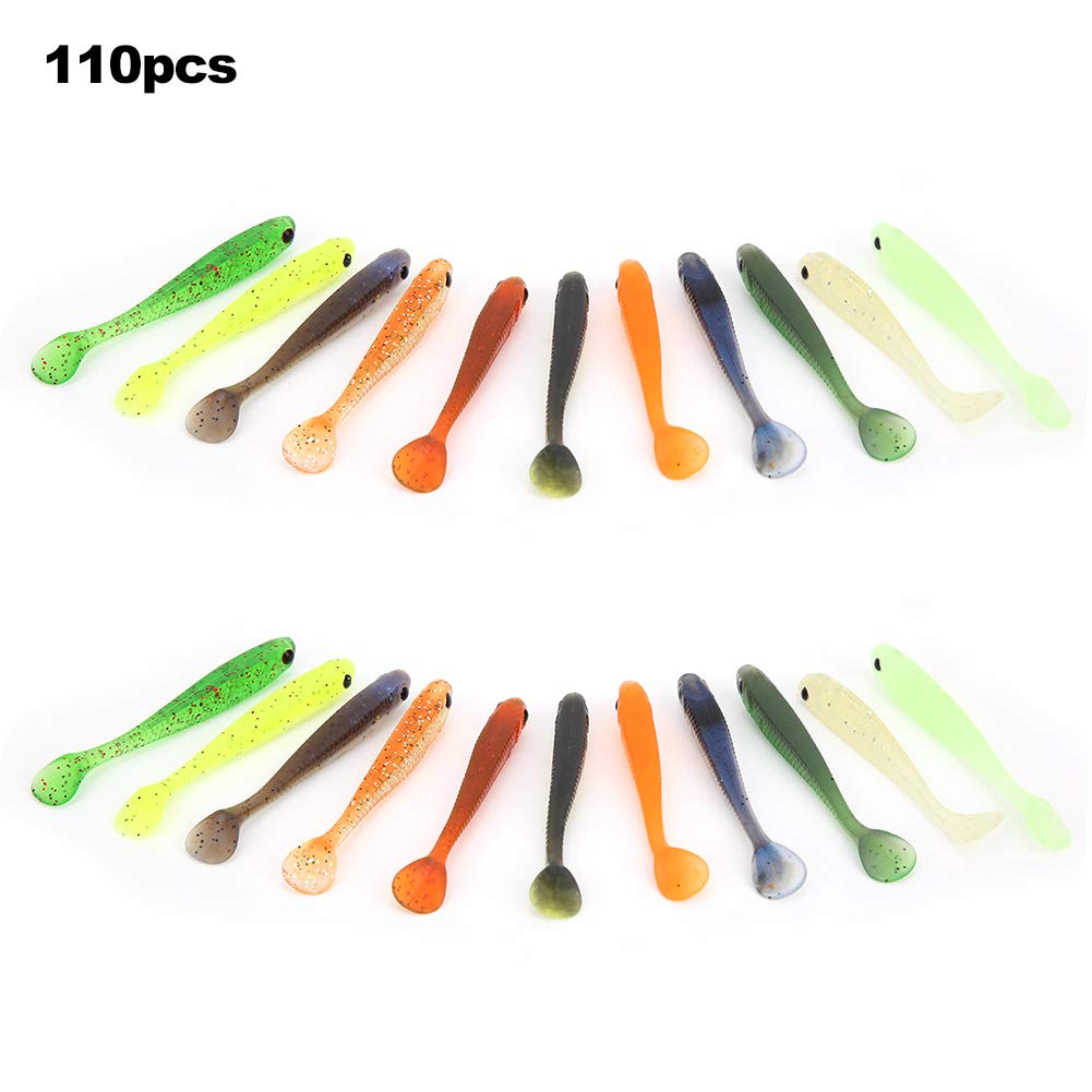 Esca Artificiale da Pesca Piccolo Pesce 55mm, Coda a T, Materiale Morbido e Durevole, Colori Brillanti per Attirare l'Attenzione dei Pesci