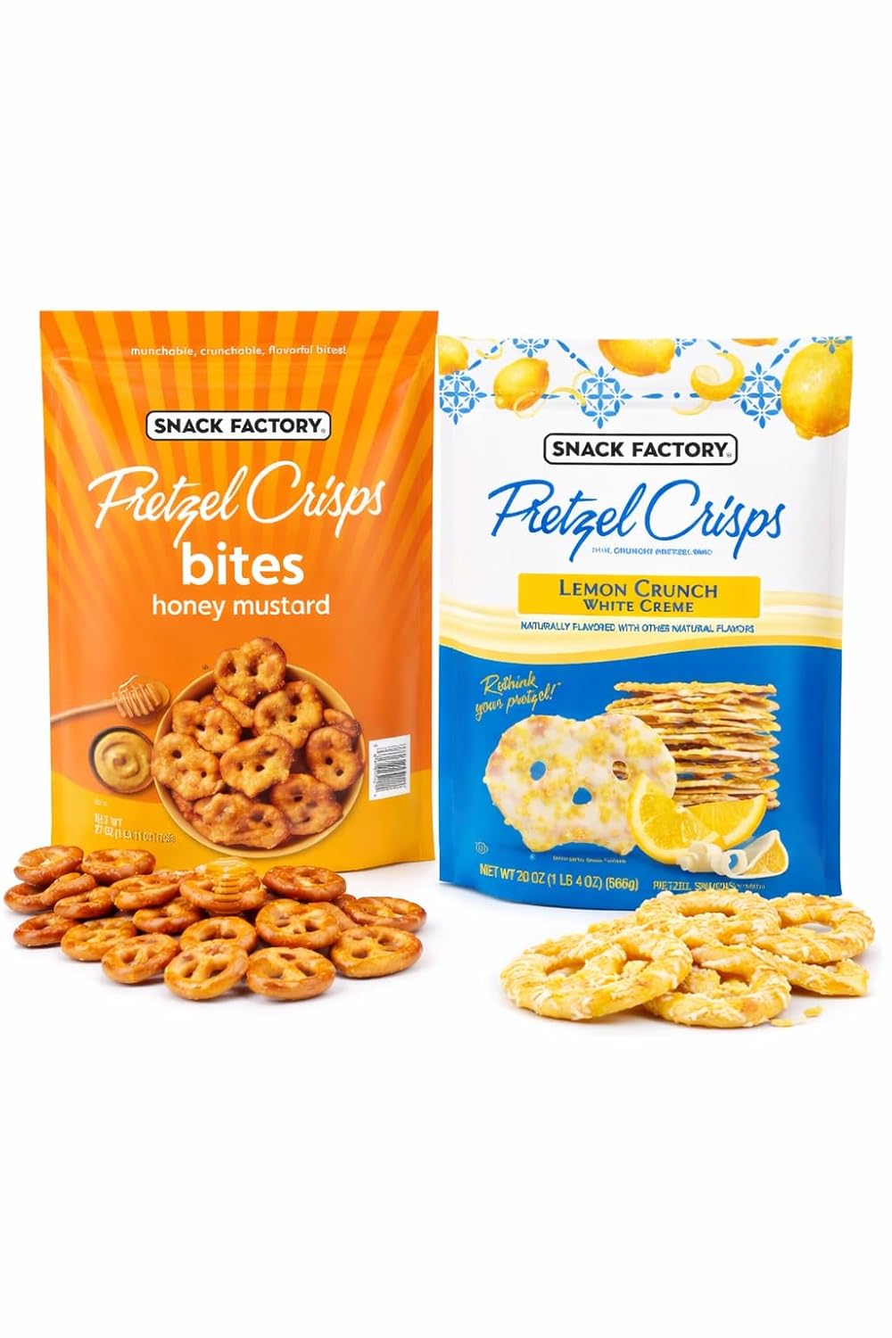Snack-Factory Lemon Flavored Crunch White Creme Pretzels, 20 Oz Bag