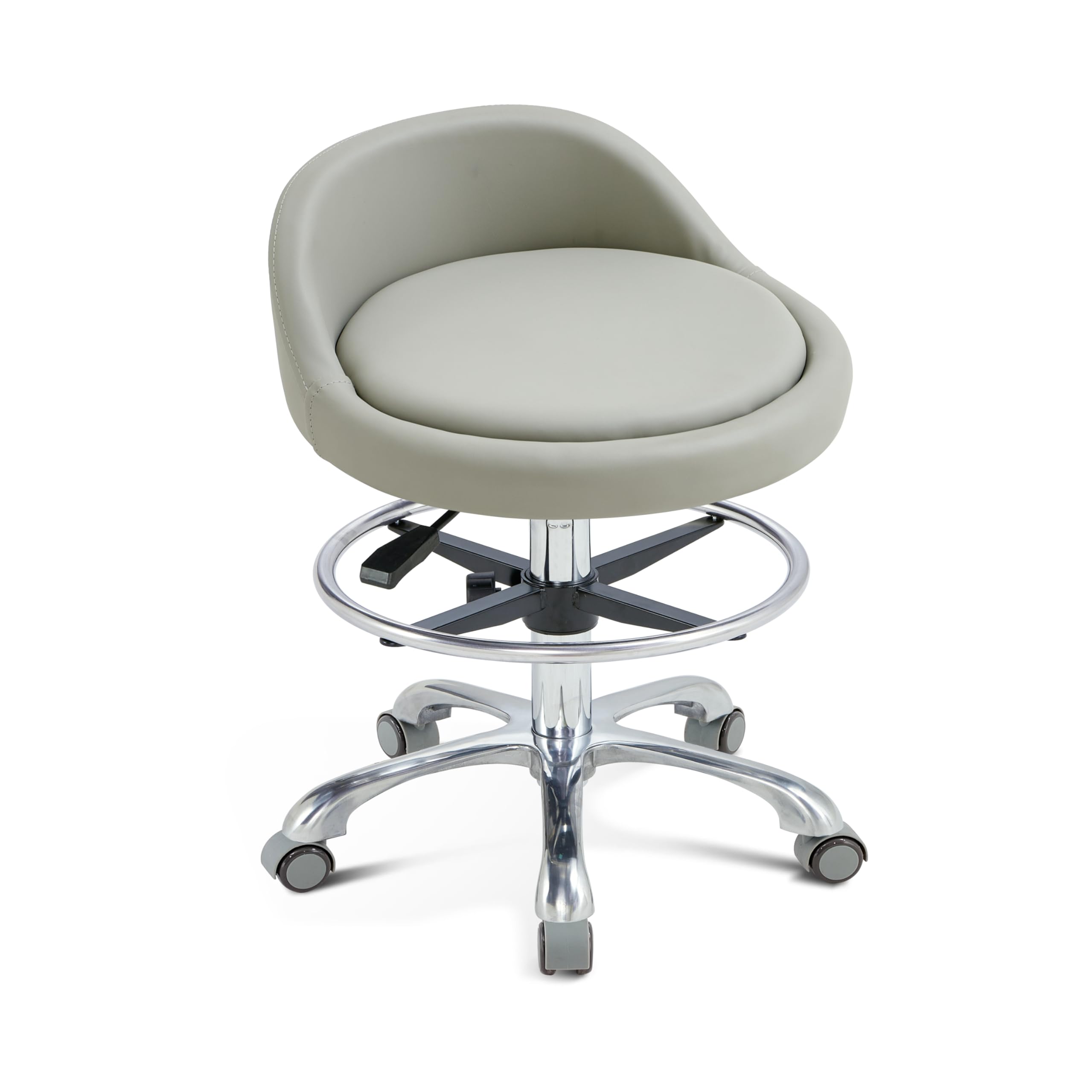 HNKastela Rolling Shop Stool with Back Support - Height Adjustable Stool with Wheels Heavy Duty for Salon Spa Tattoo Esthetician Kitchen