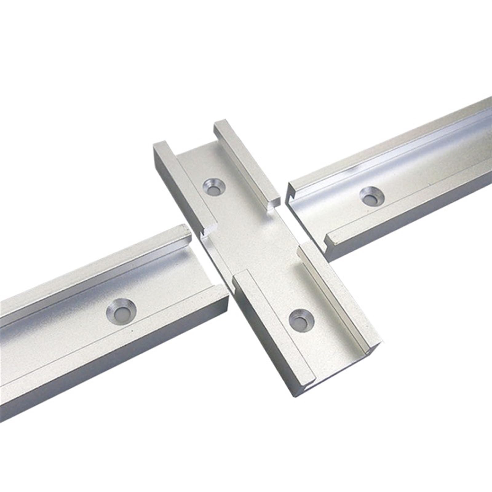 Rail de guidage en alu argenté de 80mm avec trous pré-percés pour intersection en T