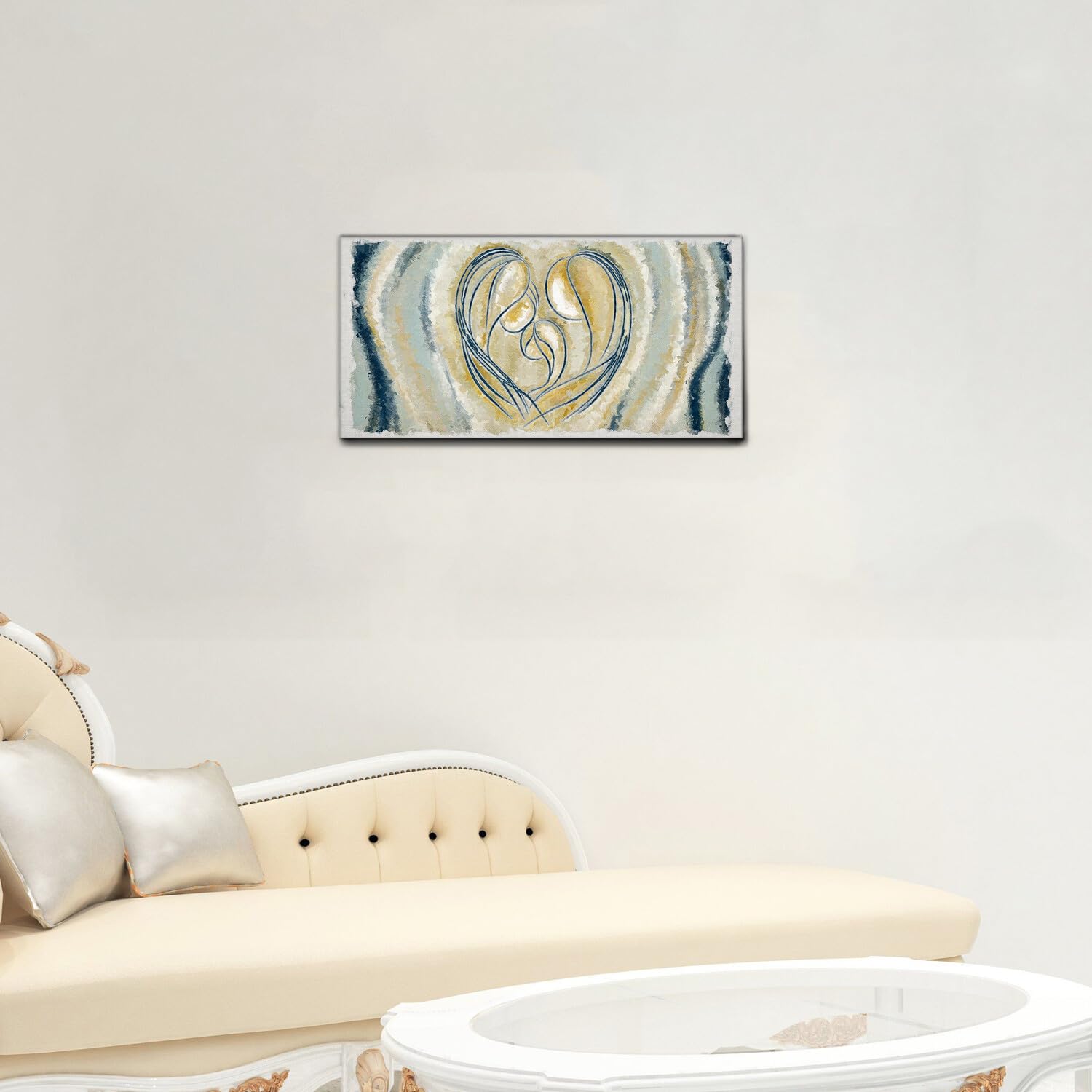 Giallobus - Quadro - 26 - Capezzale Moderno per la casa - Unione Sacra Famiglia - Tela Canvas Telaio Premium Alto Spessore - 70x35 - Pronto da Appendere - Quadri Moderni per la casa