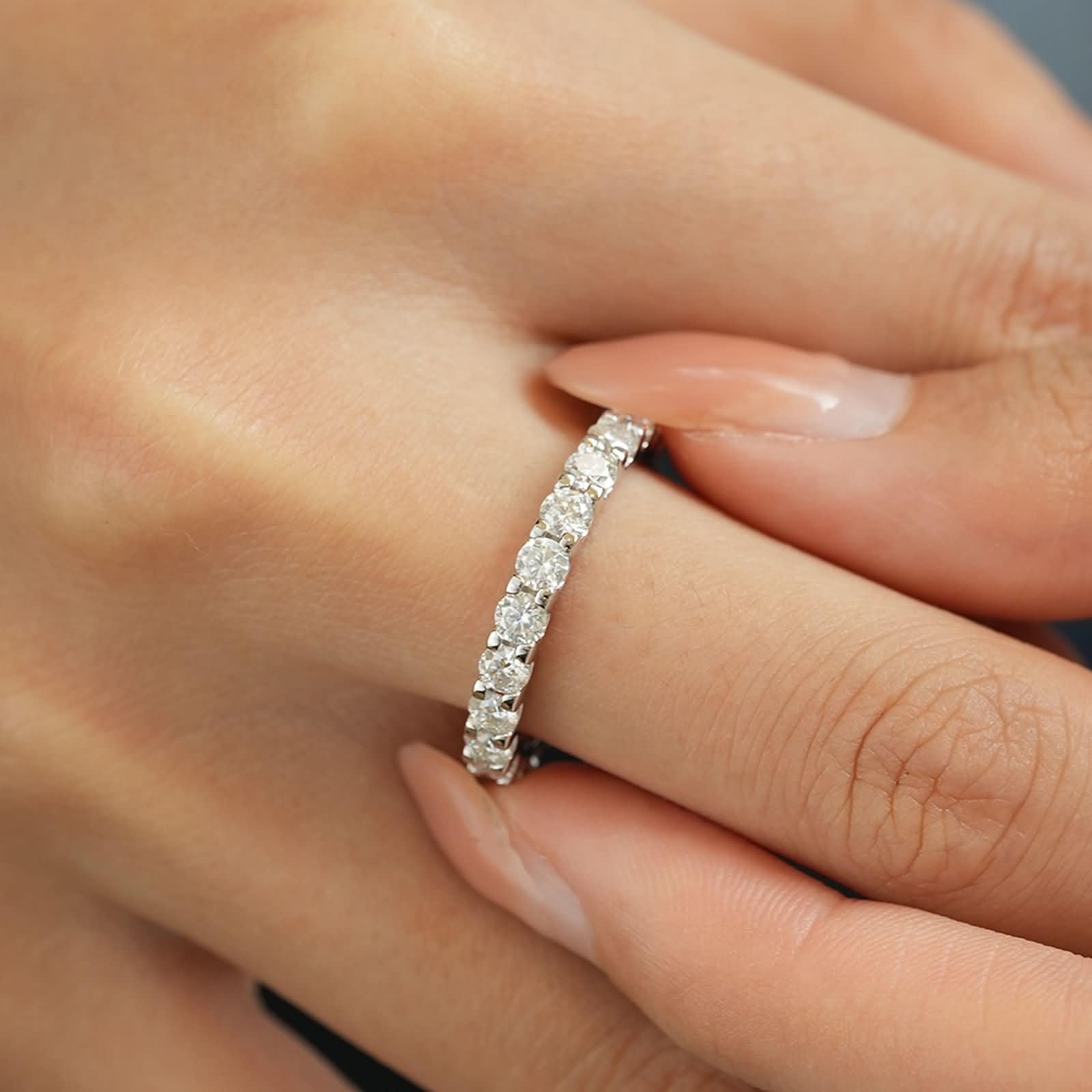 9K/14K/18K Weißgold Ring Damen, Wedding Ring Moissanit Weiß Engagement Ring Geschenke für Frauen