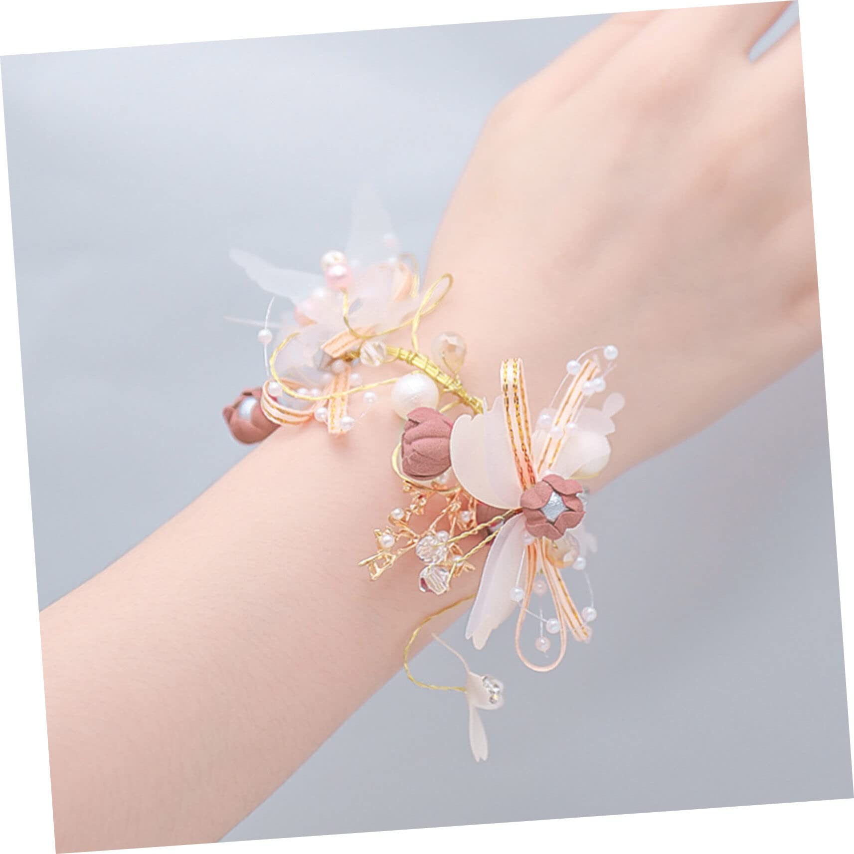 6pezzi Bracciali Floreali Da Sposa Con Perle e Cristalli Decorazioni Per Cerimonie e Feste Adatti Sposa e Damigelle