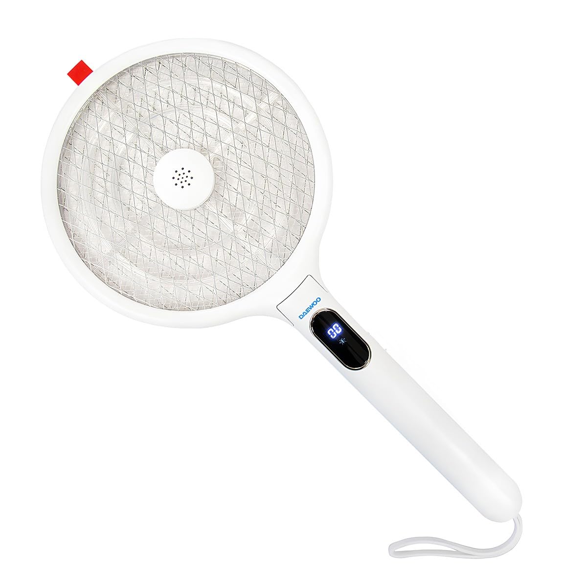 Daewoo Racchetta Antizanzare Elettrica Pieghevole Ricaricabile USB – Leggera e Potente con Display LCD – Colore Bianco – Ideale per Casa, Giardino e Campeggio