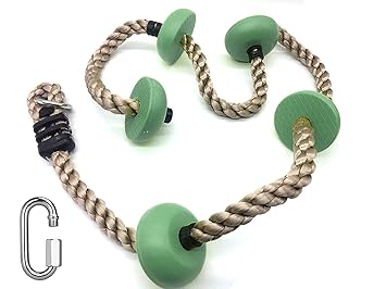 REZNOR 6.5ft Kids Climbing Rope with 5 Dark Green Plastic Knots Ideal for Tree Houses and Climbing Frames, Swing Set Backyard Outdoor Play