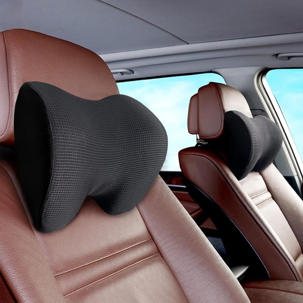 Woniyal 1-Piece Car Neck Pillow for Mini ONE/Cooper/JCW 3-Türer 3 (III) F56 I 2014-2021, Memory Foam Headrest Cushion with Breathable Mesh Cover, Ergonomic Neck Support, Black