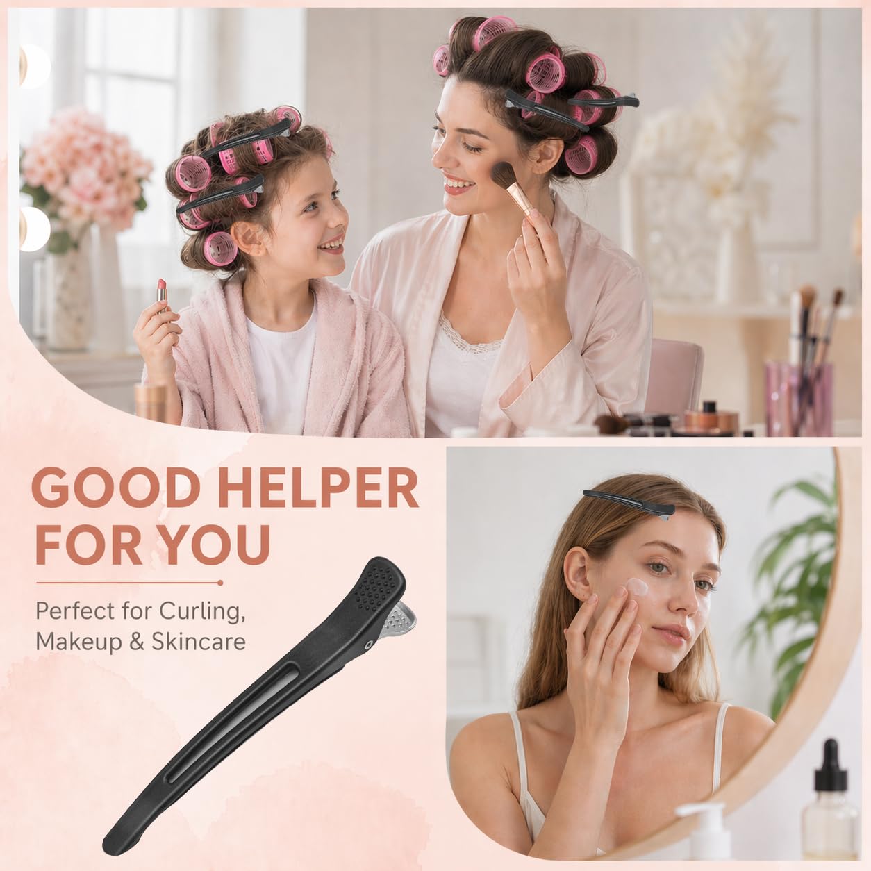 Hair Sectioning Clips Rubber Narrow Tips Non-Slip Grip 6-Pack Professional Hair Clips For Styling,With Anti Slip Duck  main image 3