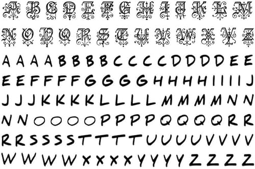 Bellissimi adesivi for tatuaggi, adesivi for tatuaggi temporanei con alfabeto a 2 fogli, scrittura a mano, kit for tatuaggi con nome fai da te, carattere artistico, lettere inglesi, tatuaggio finto