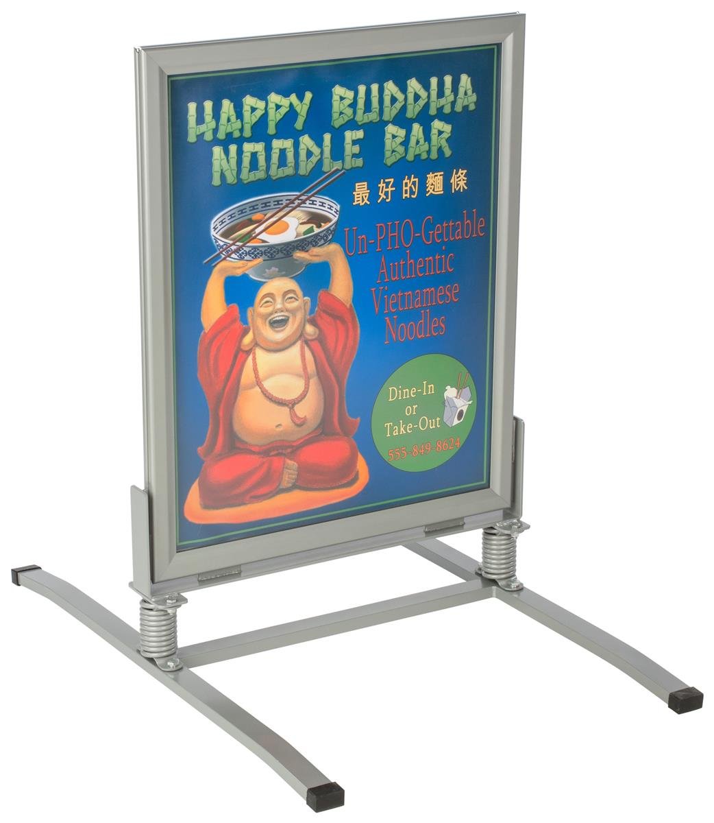 Amazon.com : Displays2go 22" x 28" Sidewalk Sign, Waterproof, Snap Frame,  Spring Base, 2 Sided, Silver (OWS2228S) : Office Products