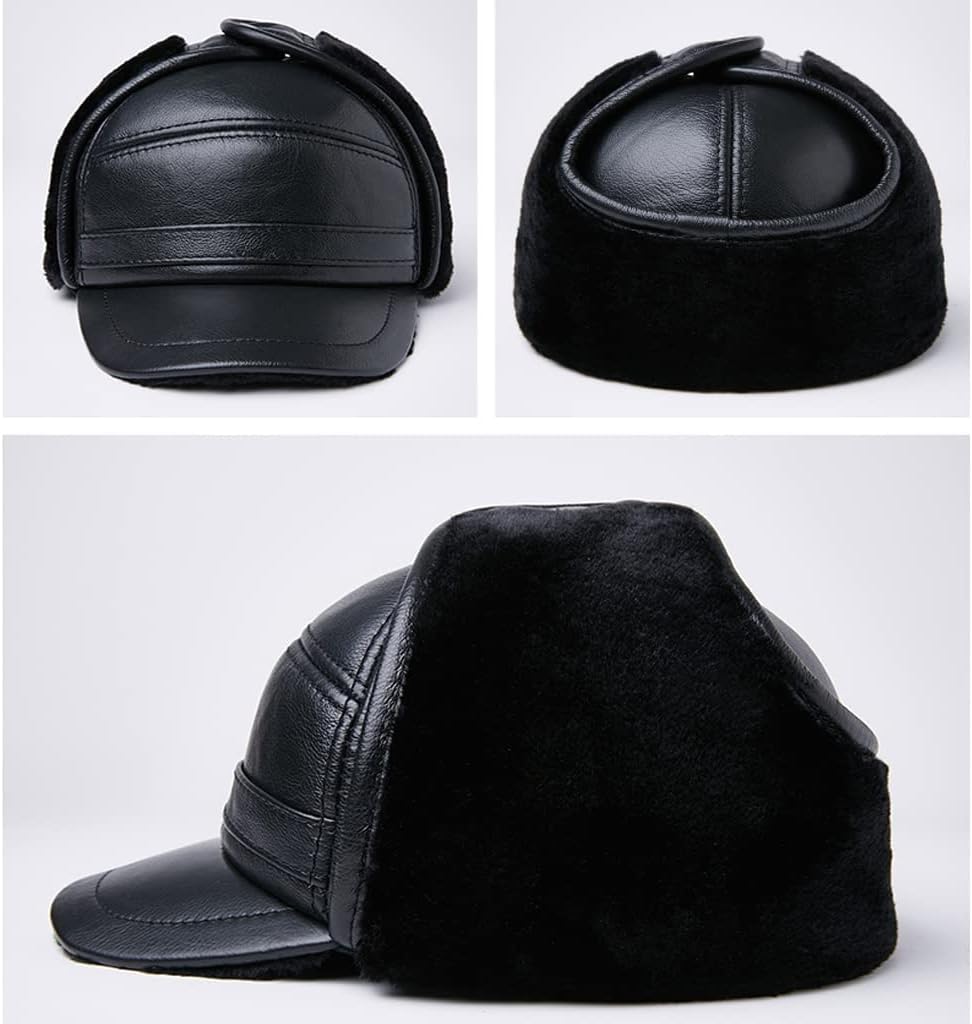 Russian Hat Fur Lined Earflap Winter Cap with Ear Flaps black-57-58cm,Brown 2-7 1/4-7 3/8