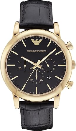 Emporio Armani Watch for Men, Quartz Chronograph Movement and 46mm Case Size with Leather or Silicone Strap
