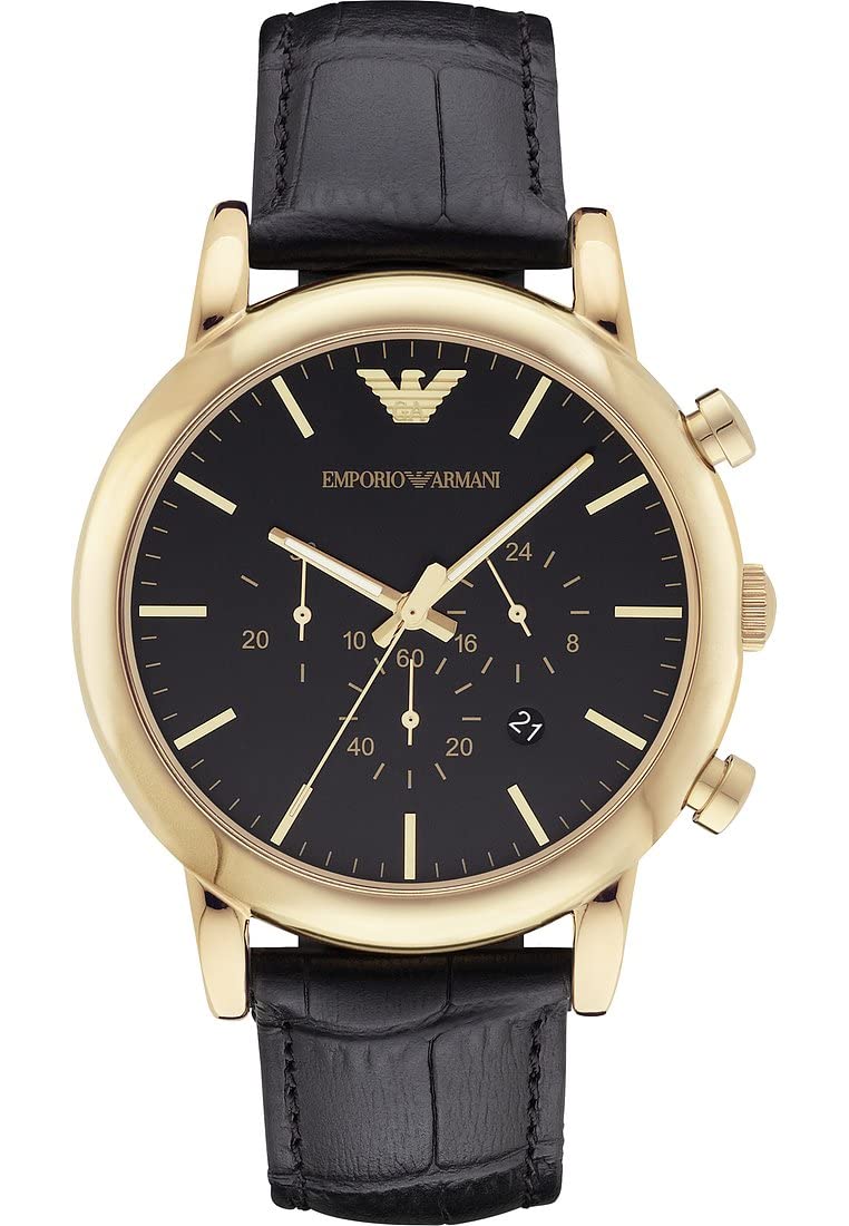 Emporio Armani Watch for Men, Quartz Chronograph Movement and 46mm Case Size with Leather or Silicone Strap