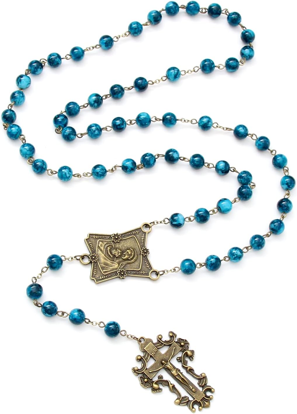 KOMI Rosary Beads Catholic for Women Gemstone Rosary Beads Necklace with Crucifix Cross Crystal Pearl Rosary Rosarios Catolicos Catholic Gifts - Image 2