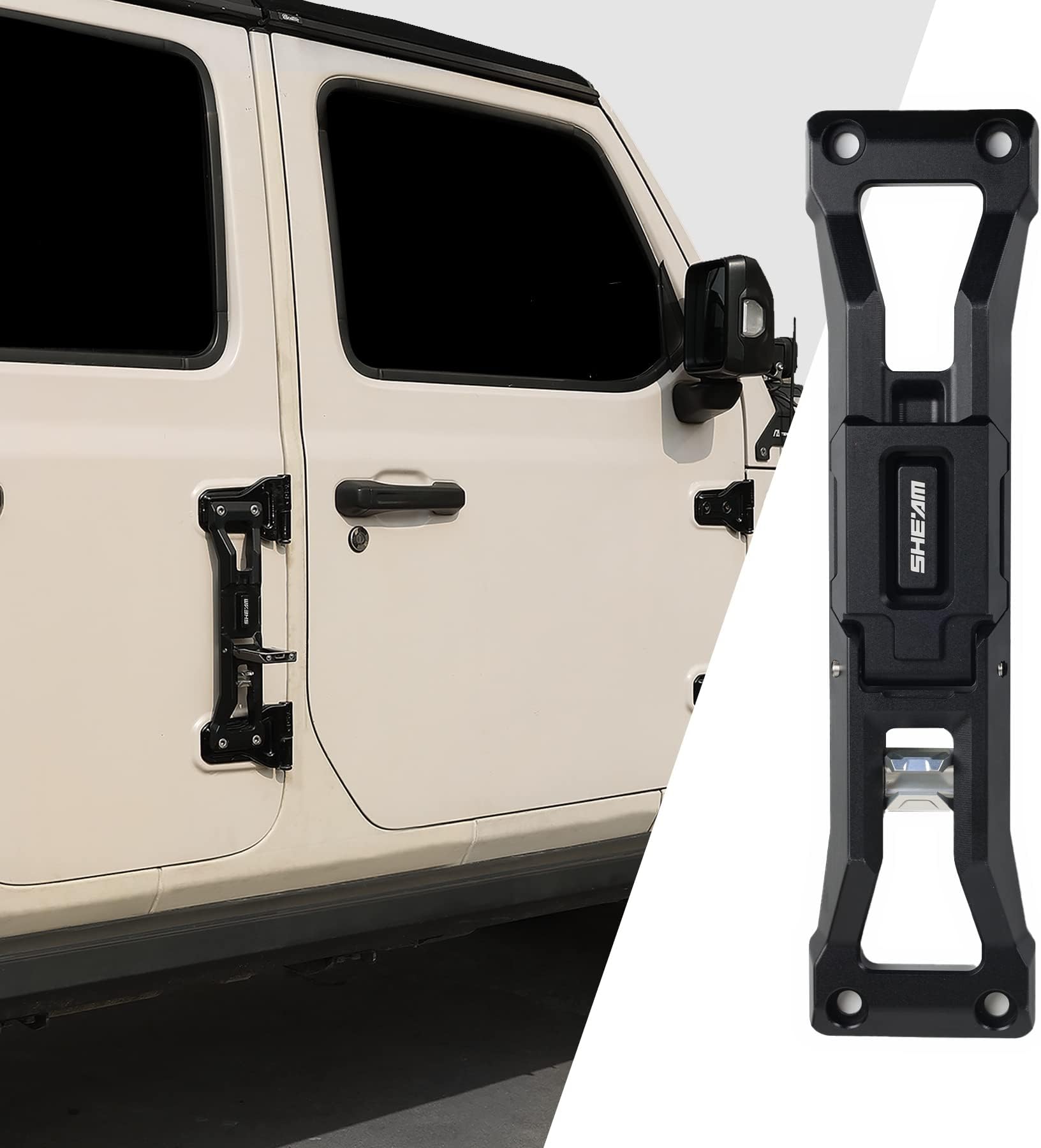 Door Hinge Step Folding Foot Pedal Compatible with 2007-2026 Jeep Wrangler JK JL JLU 4xe & Gladiator JT【Except 2021 Gladiator】 Heavy Aluminum Alloy Easy to Roof with Bottle Opener No Drilling-1 PCS