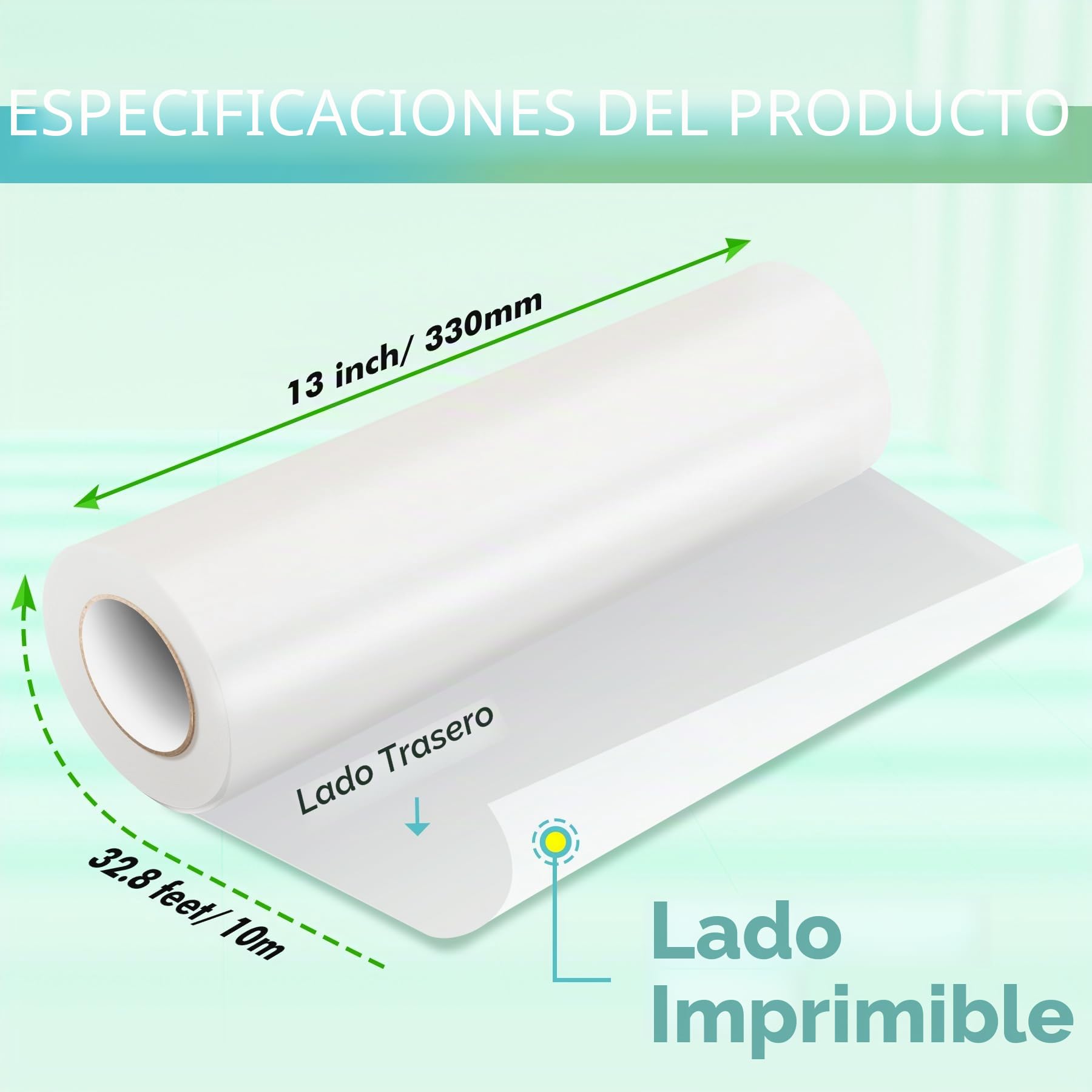 Koala - Rollo de papel adhesivo de vinilo imprimible para impresoras de inyección de tinta, papel adhesivo blanco mate de 13 x 32.8 pies, resistente al agua y duradero