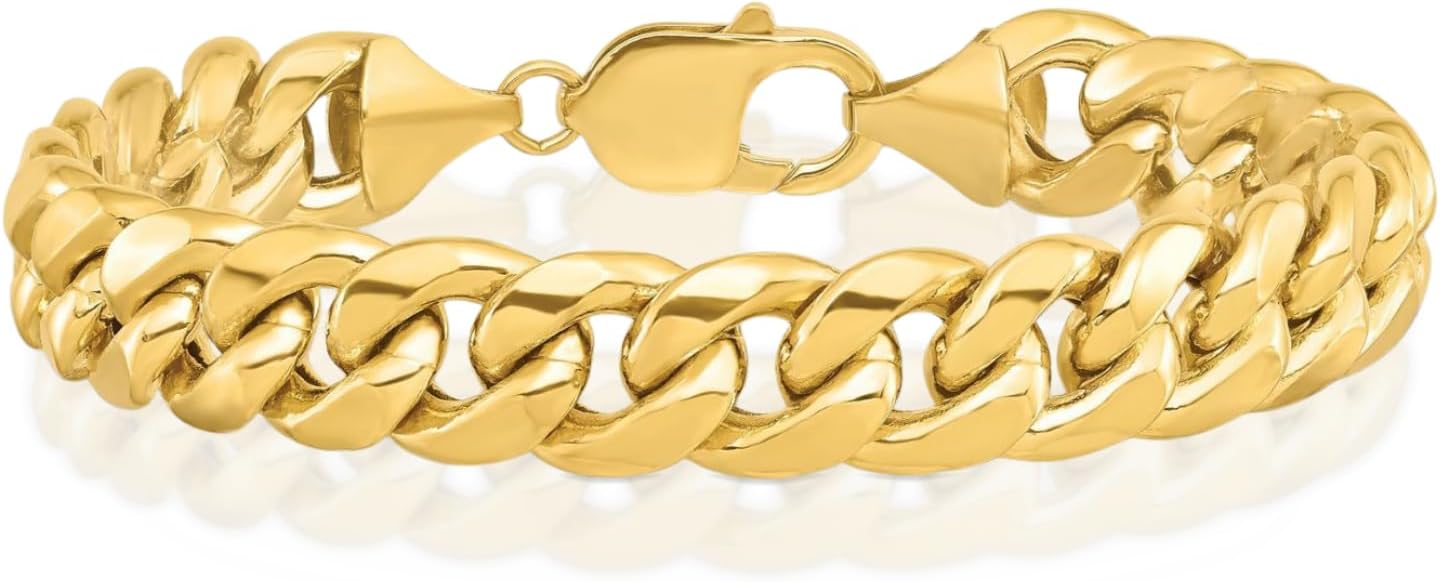 IceCarats 14K Solid Yellow Gold 6.75mm Miami Cuban Curb Link Chain Bracelet