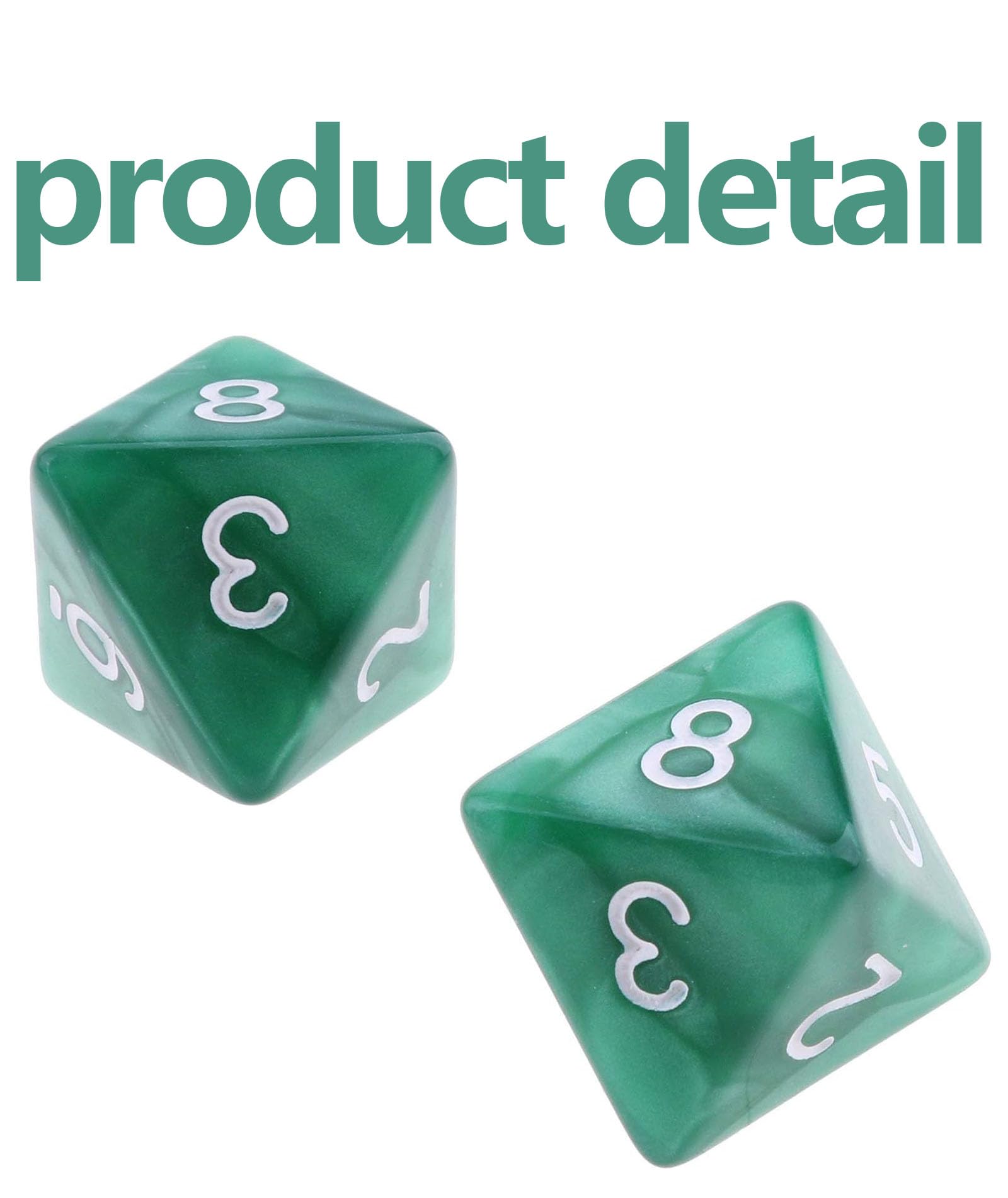 7PCS Dice Set, Tabletop Gaming Sessions, Travel Gaming Accessories, Polyhedral Dice, It can be Given as a Gift to Others, Essential for Tabletop Games(Green) 2