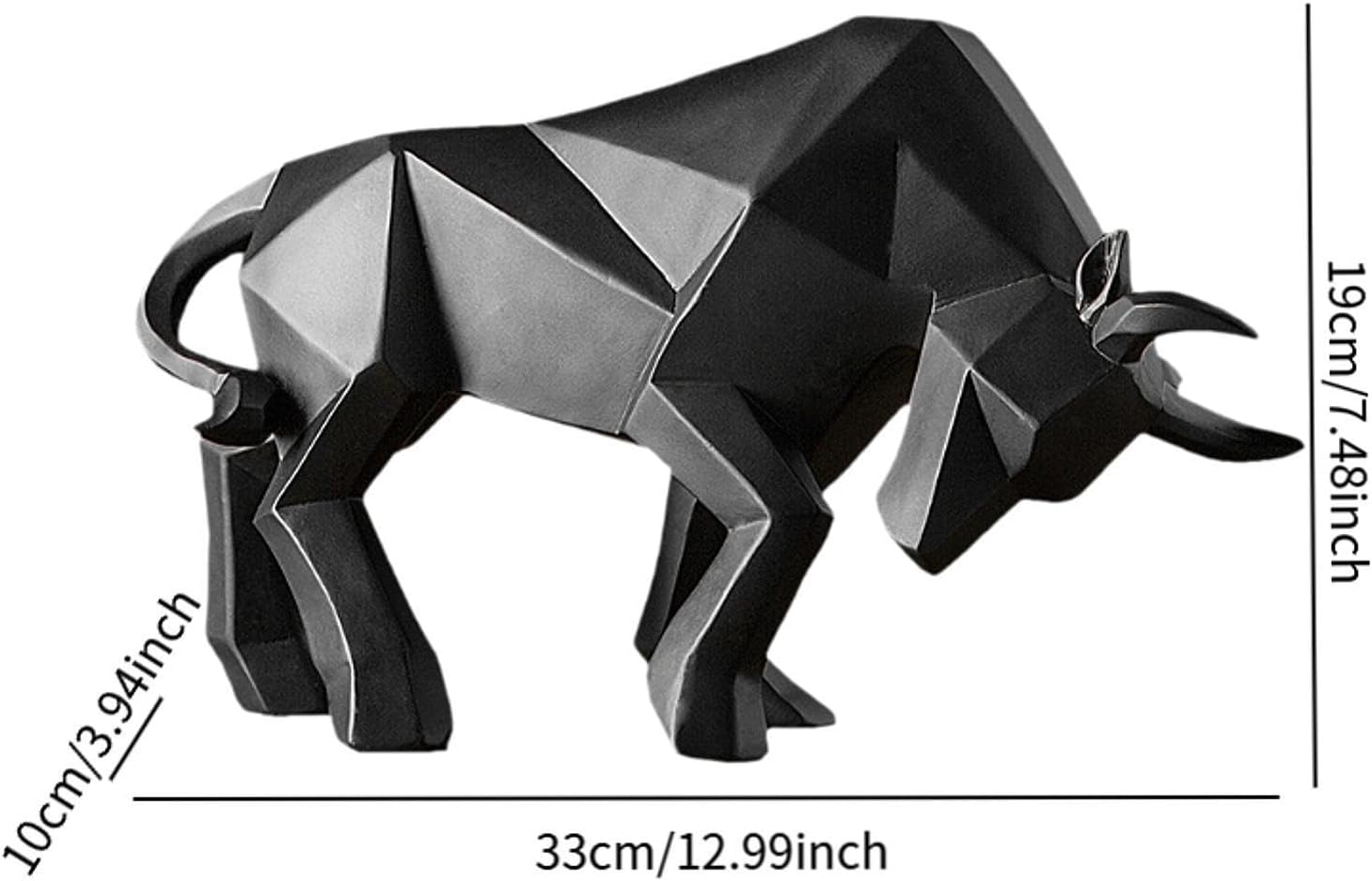Modern Resin Bull Sculpture and Photo Frame Card Display Holder Abstract Figurine Glass Front Picture Frame for Entryway Tabletop Desk Shelf Office Be