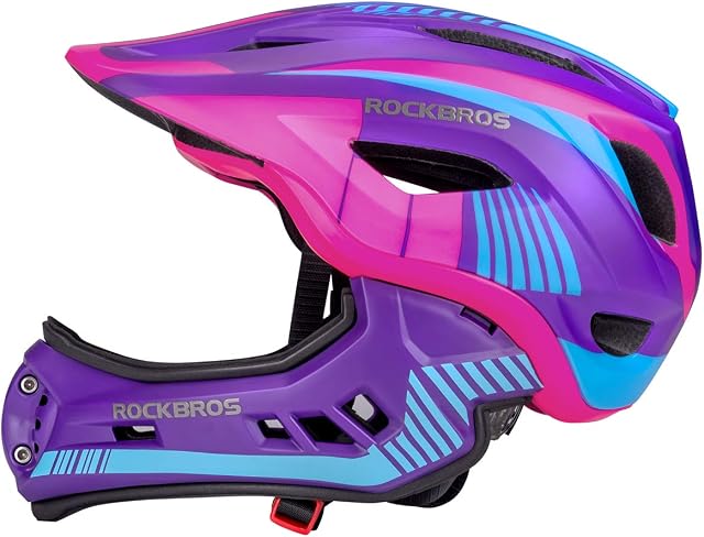 ROCKBROS Kids Full Face Bike Helmet Kids Helmet Toddler Bike Helmets Full Face Protective Safety Helmet for MTB Skateboarding Scooter Roller Skating Cycling